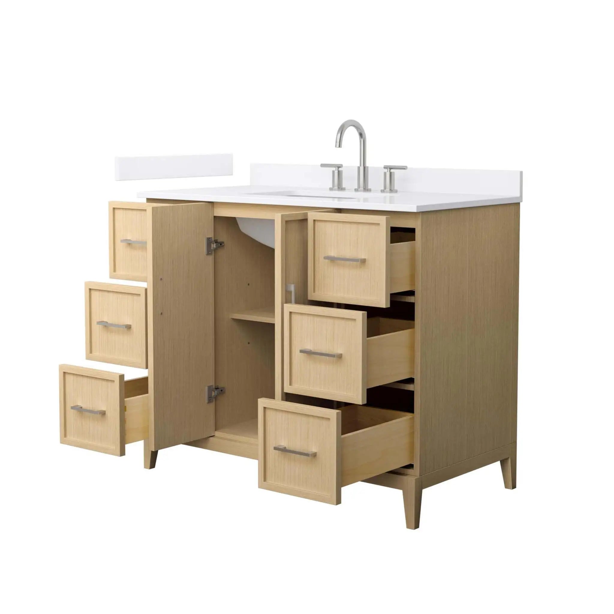 42" Elan Single Bathroom Vanity in White Oak with Brushed Nickel Trim by Wyndham