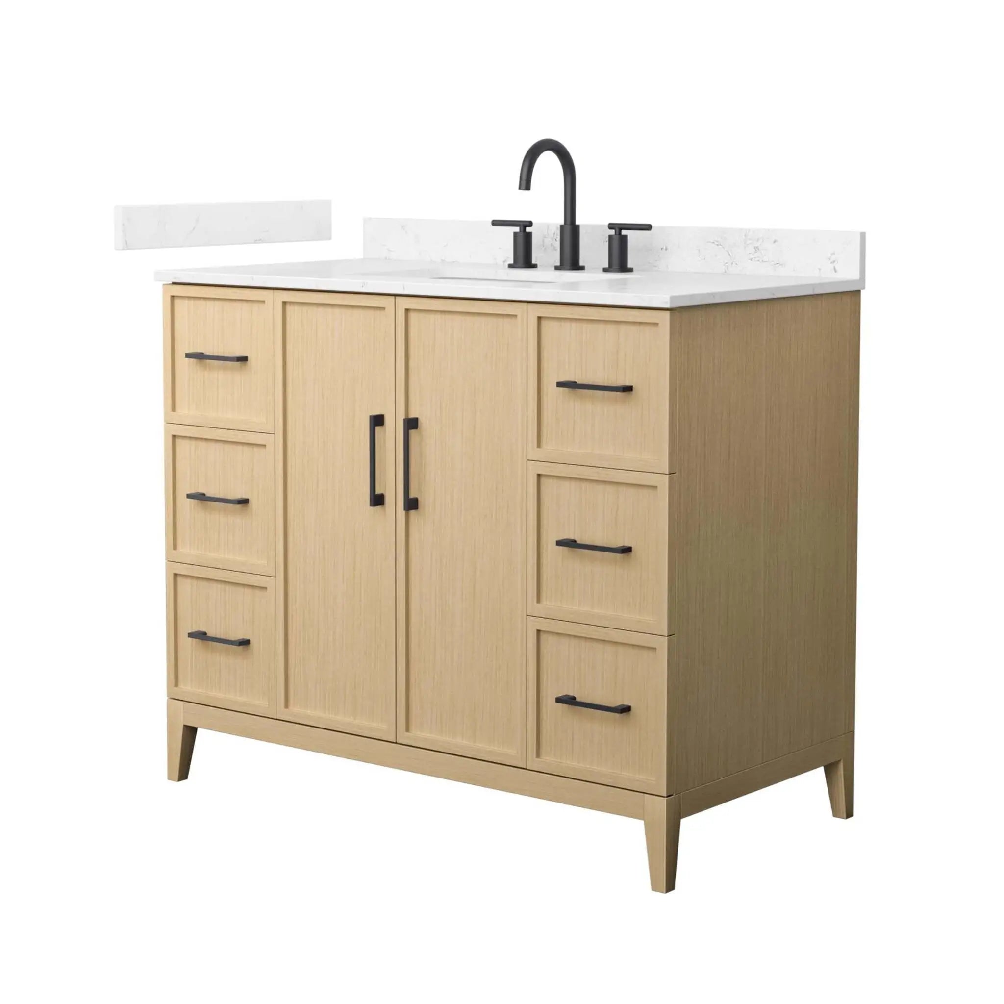 42" Elan Single Bathroom Vanity in White Oak with Matte Black Trim by Wyndham