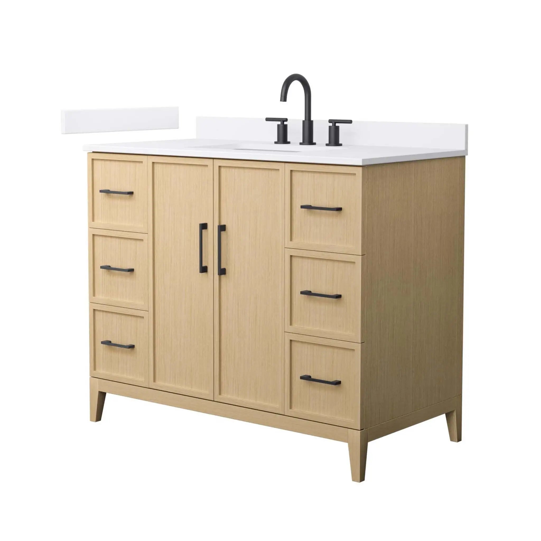 42" Elan Single Bathroom Vanity in White Oak with Matte Black Trim by Wyndham