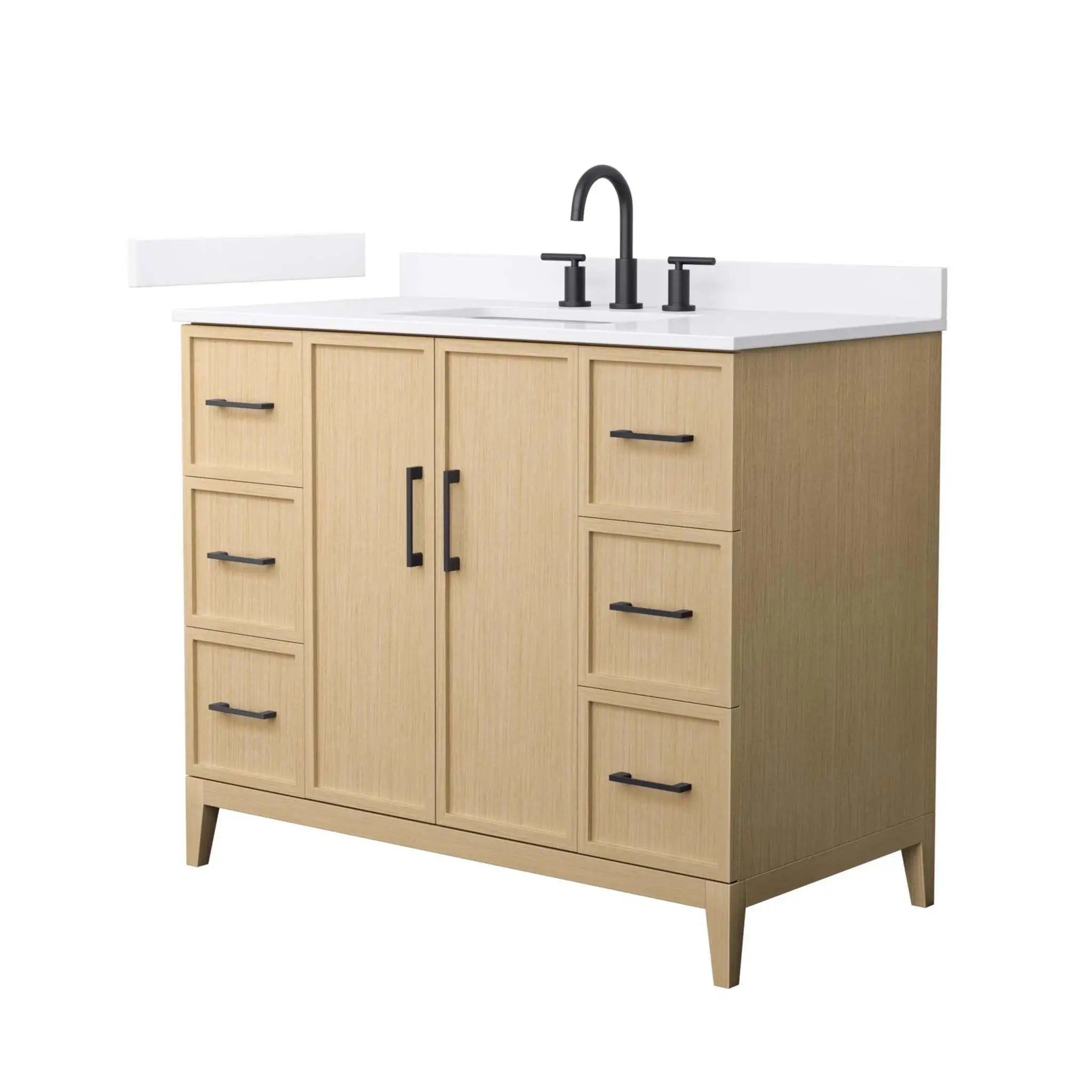 42" Elan Single Bathroom Vanity in White Oak with Matte Black Trim by Wyndham