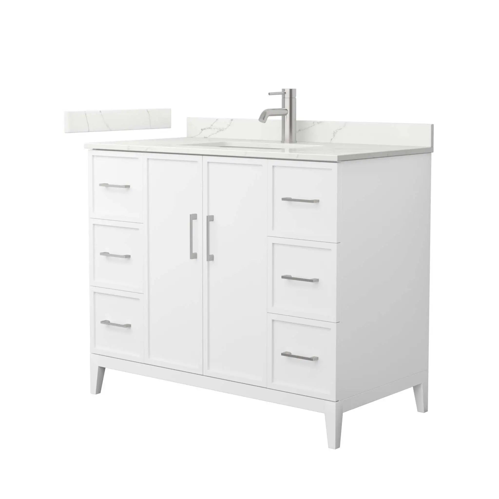 42" Elan Single Bathroom Vanity in White with Brushed Nickel Trim by Wyndham