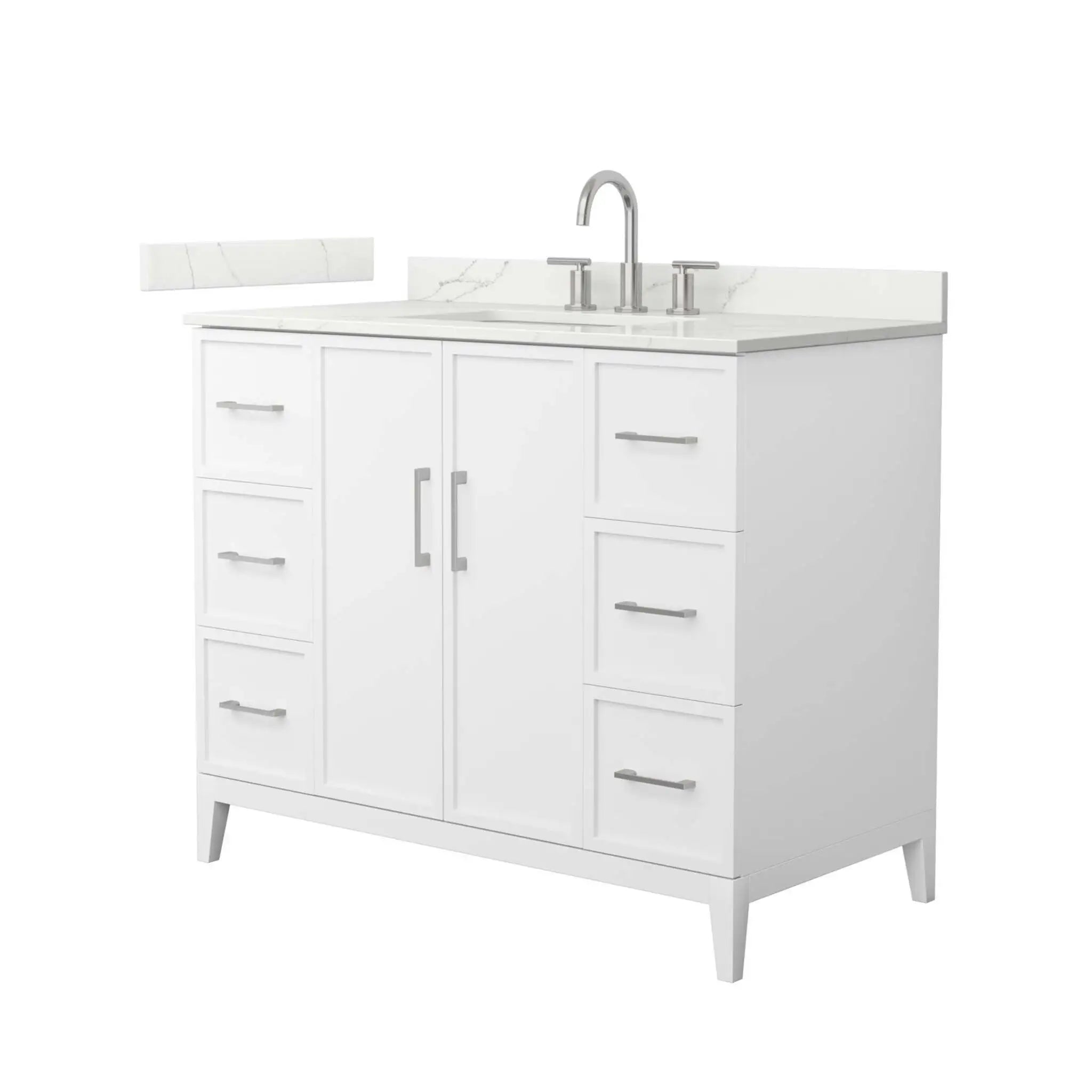 42" Elan Single Bathroom Vanity in White with Brushed Nickel Trim by Wyndham
