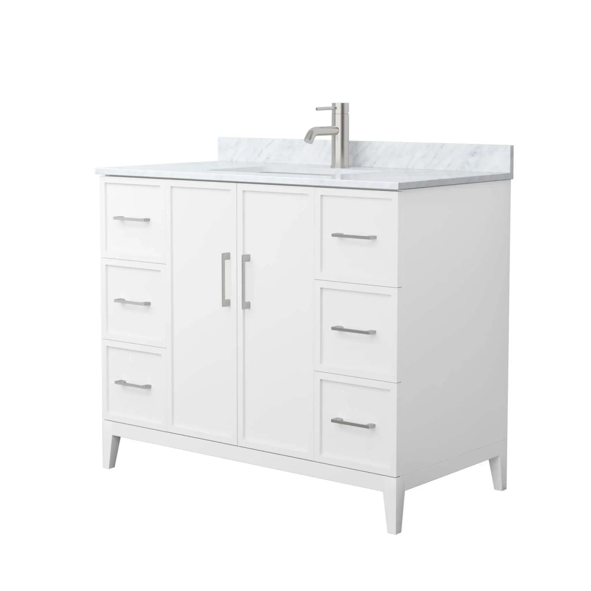 42" Elan Single Bathroom Vanity in White with Brushed Nickel Trim by Wyndham