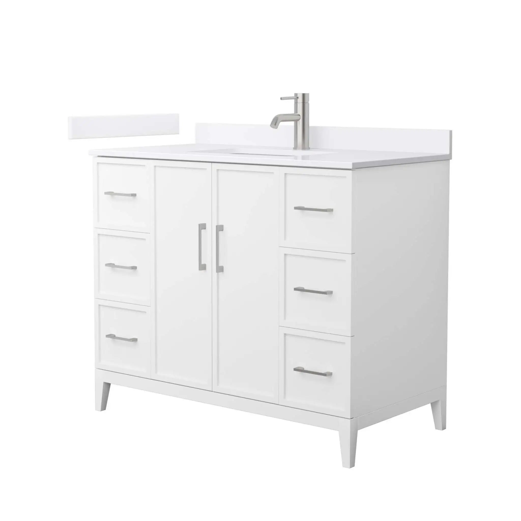42" Elan Single Bathroom Vanity in White with Brushed Nickel Trim by Wyndham