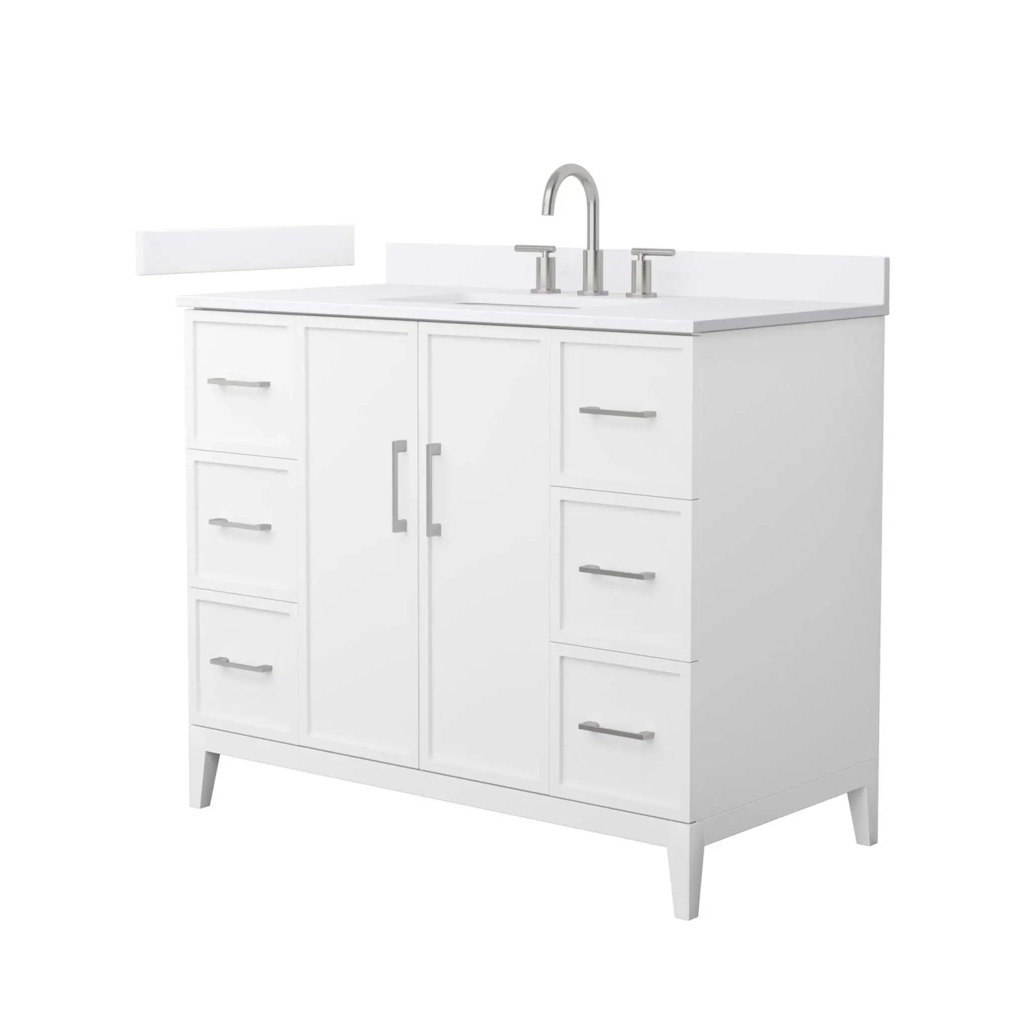 42" Elan Single Bathroom Vanity in White with Brushed Nickel Trim by Wyndham