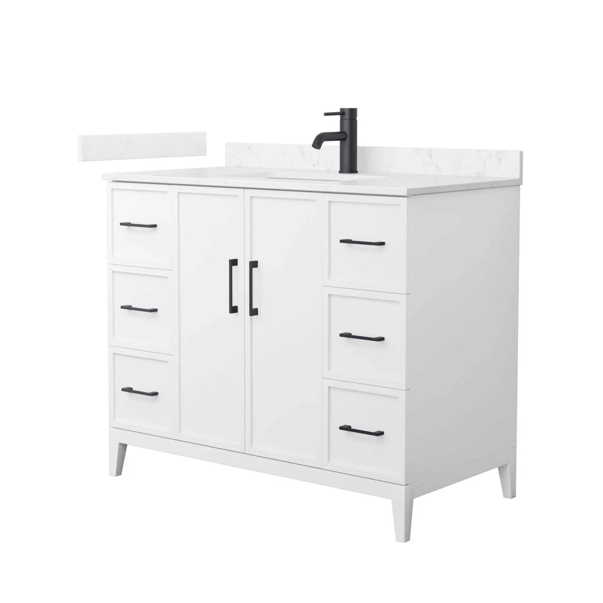 42" Elan Single Bathroom Vanity in White with Matte Black Trim by Wyndham