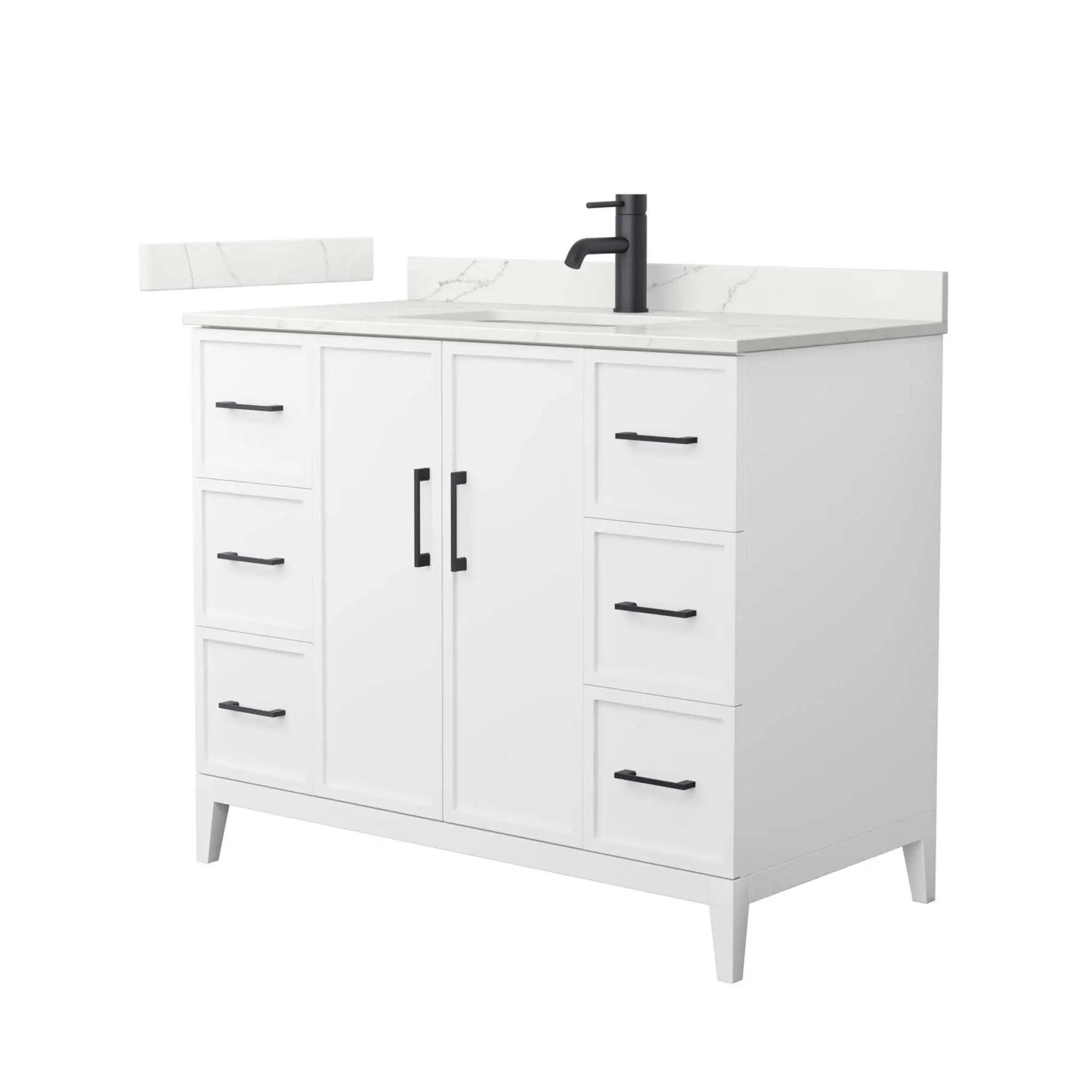 42" Elan Single Bathroom Vanity in White with Matte Black Trim by Wyndham