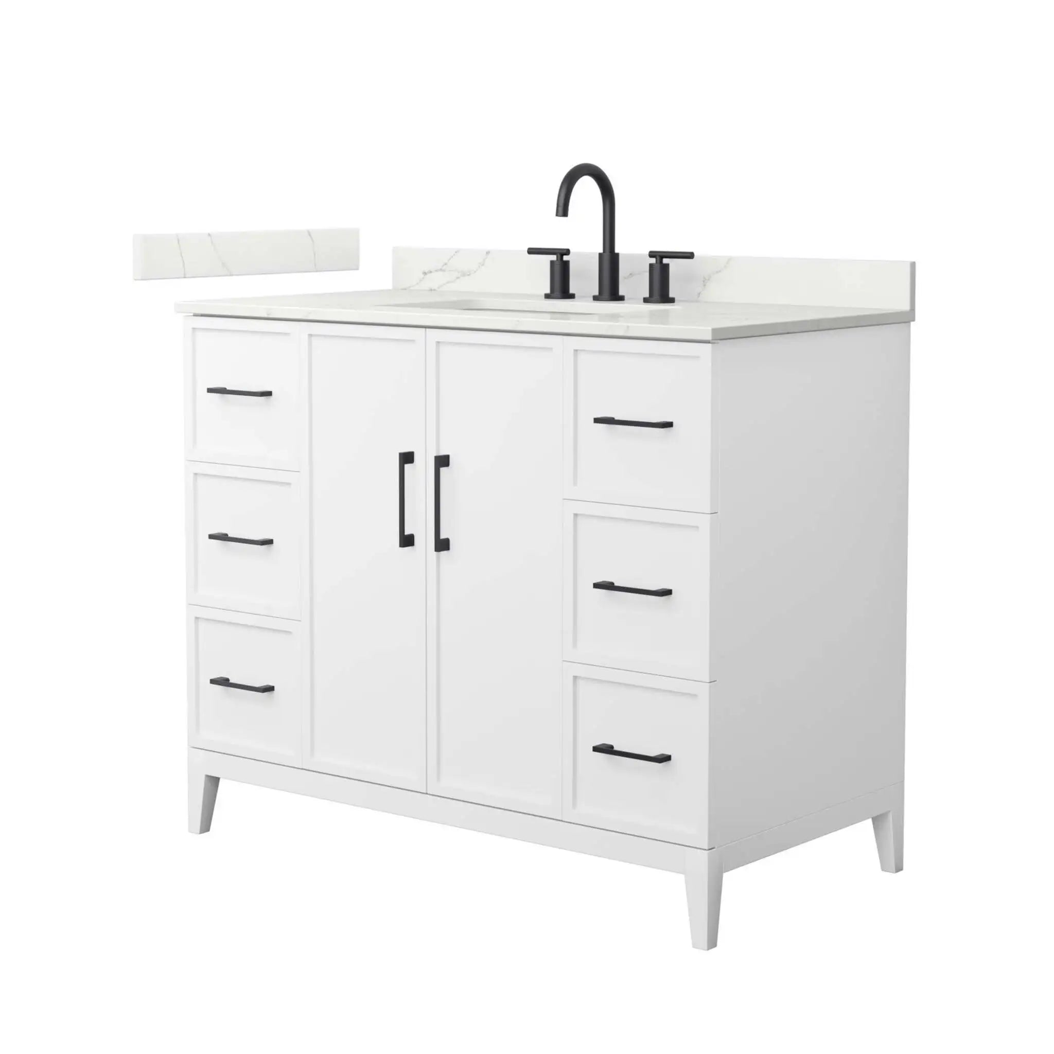 42" Elan Single Bathroom Vanity in White with Matte Black Trim by Wyndham