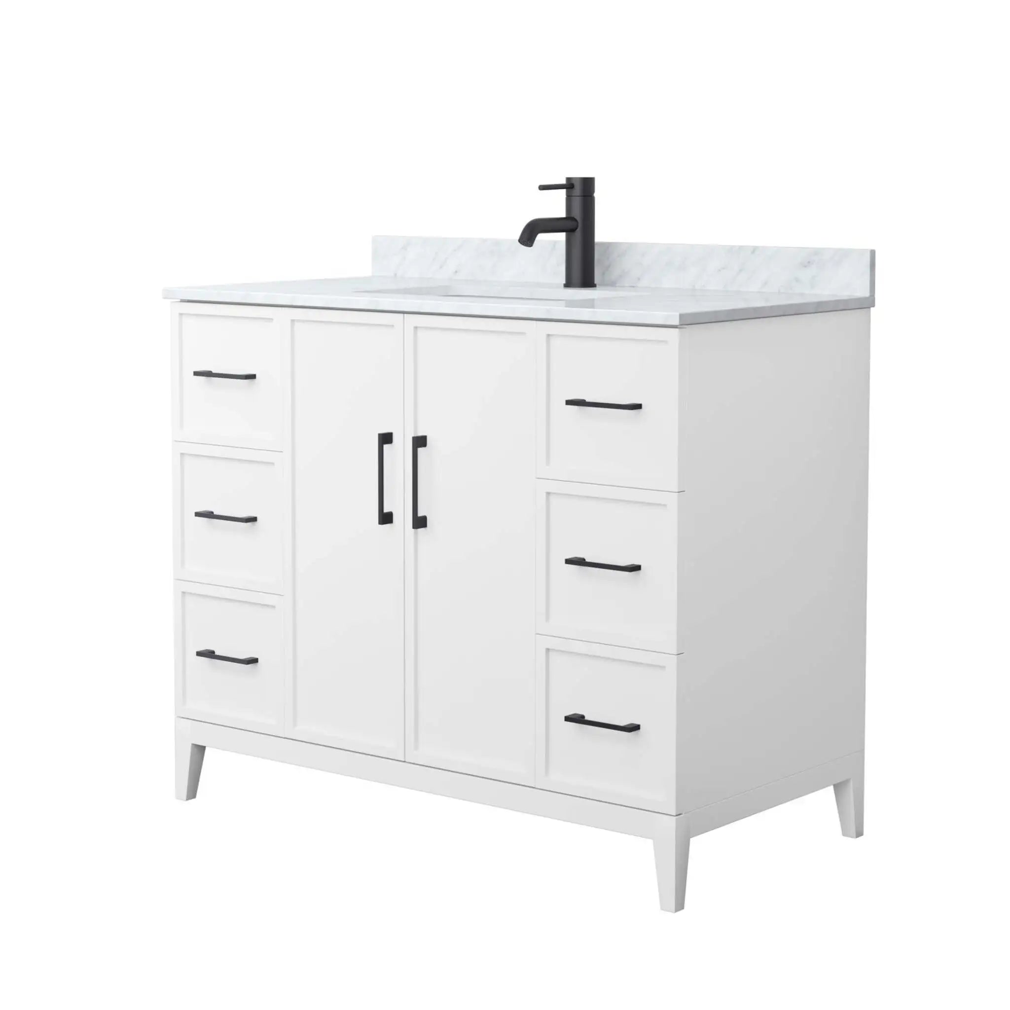 42" Elan Single Bathroom Vanity in White with Matte Black Trim by Wyndham