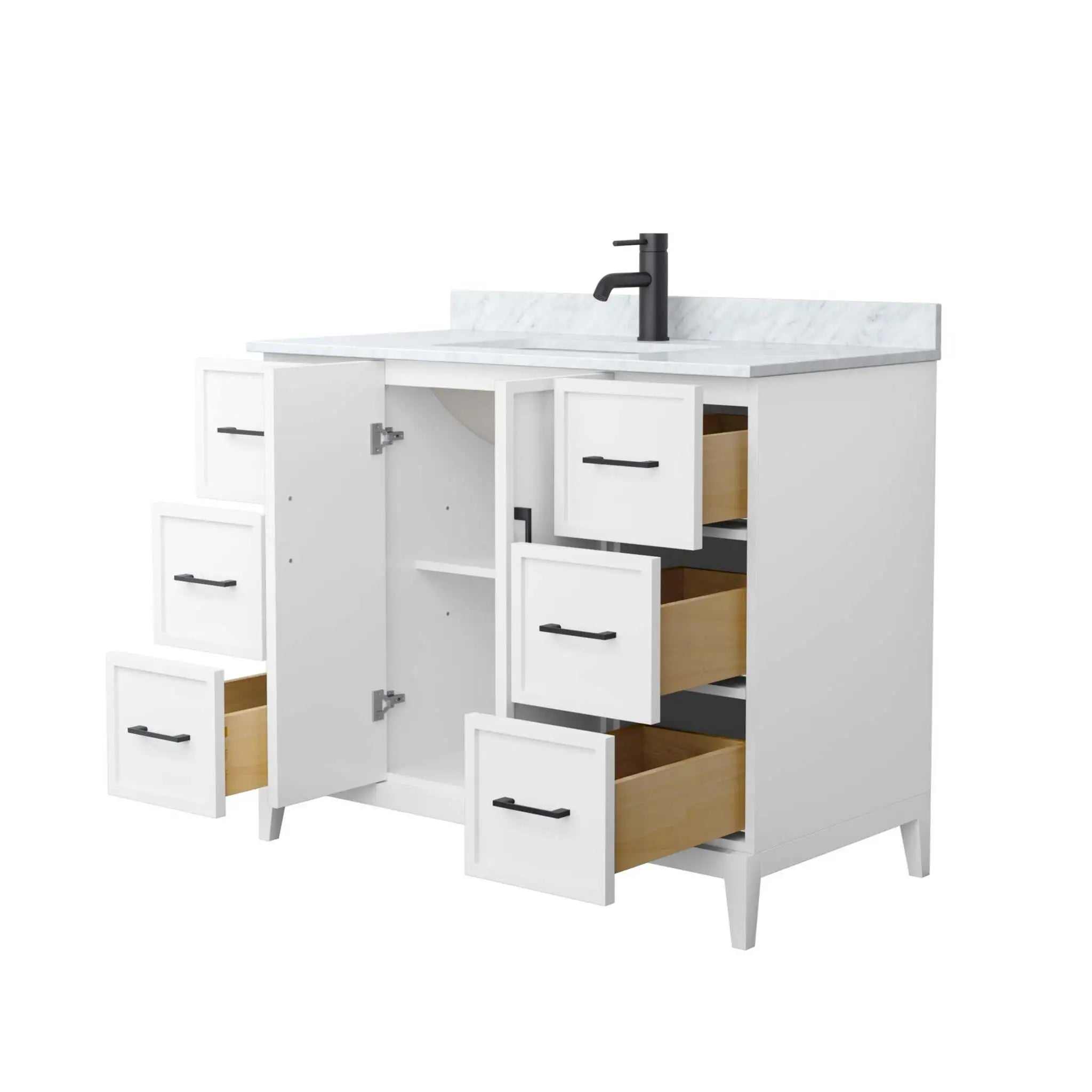 42" Elan Single Bathroom Vanity in White with Matte Black Trim by Wyndham