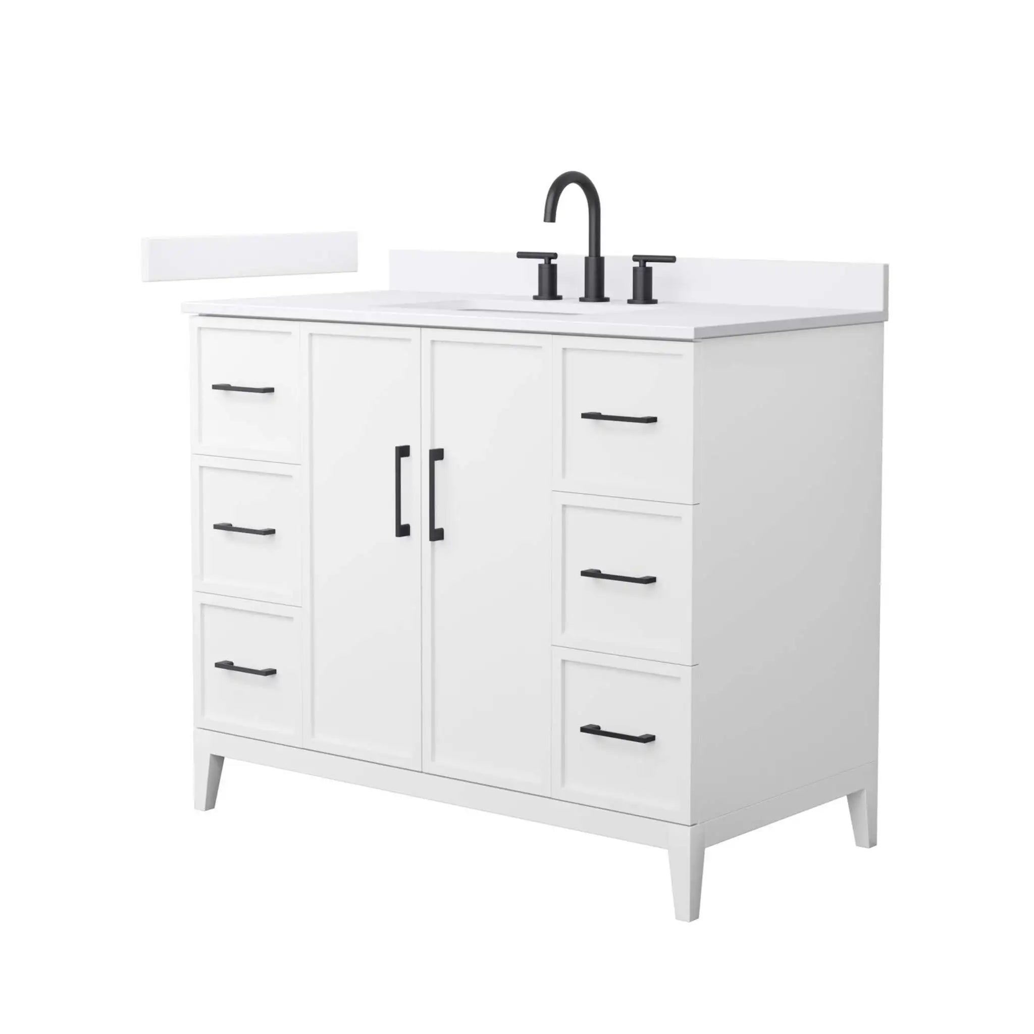 42" Elan Single Bathroom Vanity in White with Matte Black Trim by Wyndham