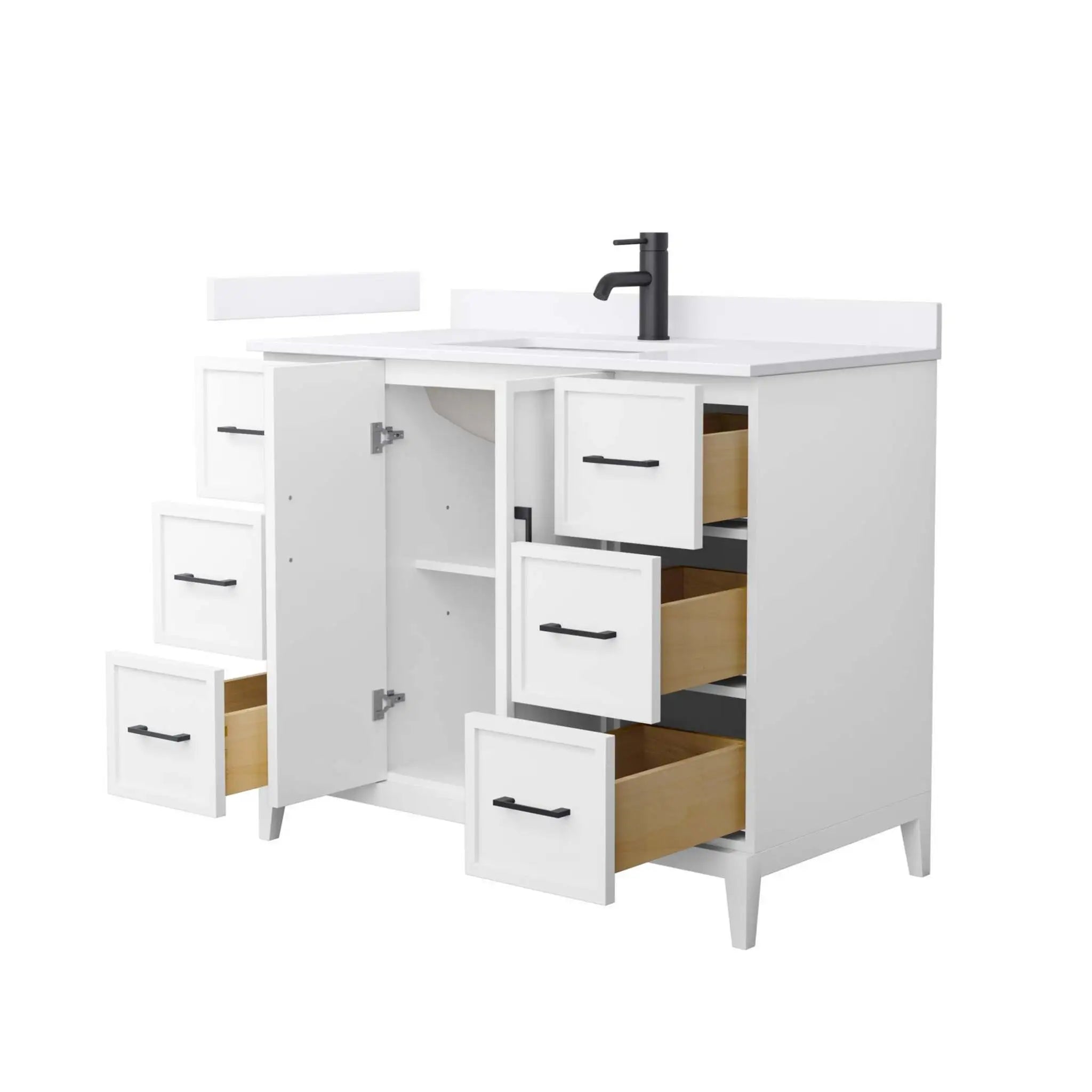42" Elan Single Bathroom Vanity in White with Matte Black Trim by Wyndham