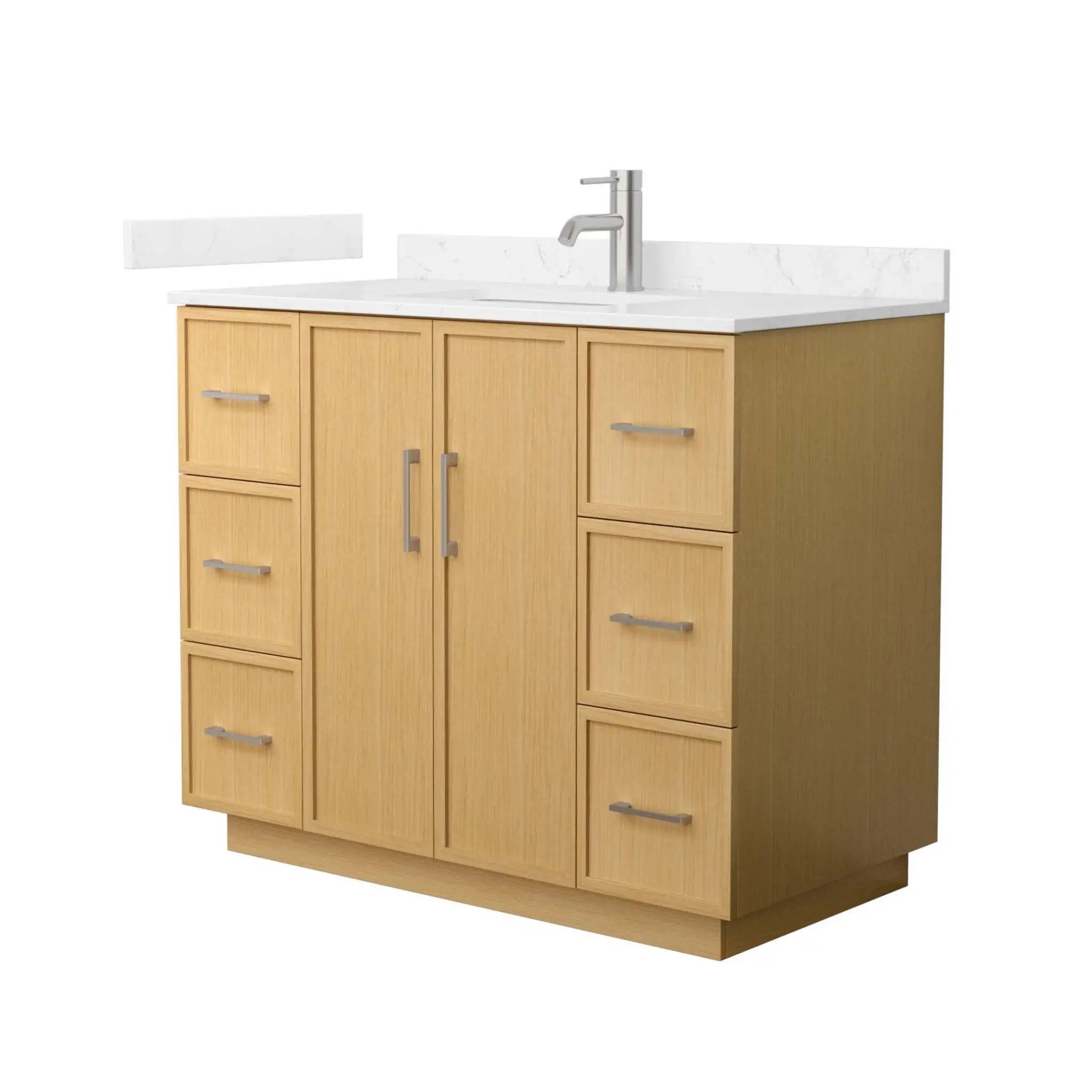 42" Elan TK Elan Single Bathroom Vanity with Toe Kick in Light Oak with Brushed Nickel Trim by Wyndham
