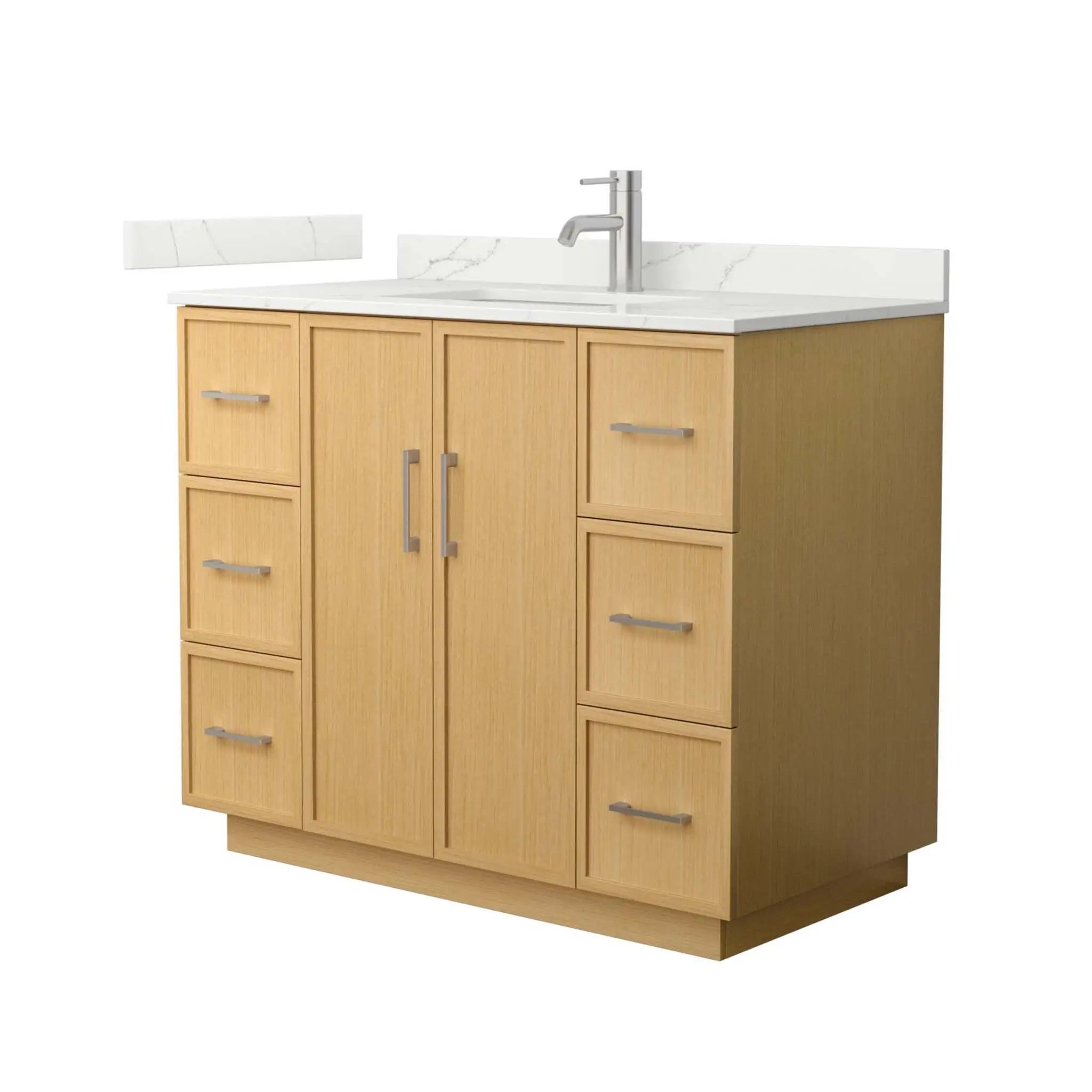 42" Elan TK Elan Single Bathroom Vanity with Toe Kick in Light Oak with Brushed Nickel Trim by Wyndham