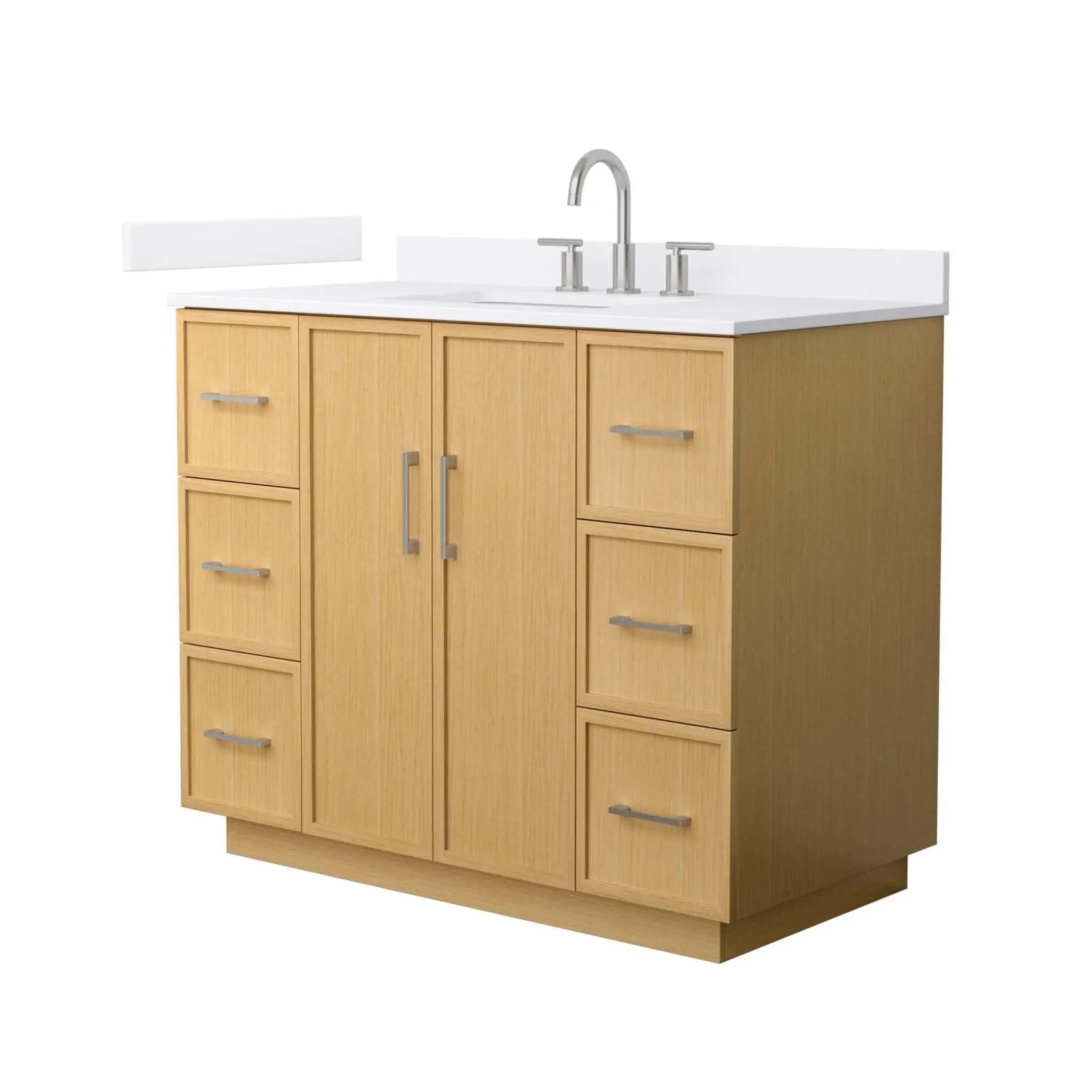42" Elan TK Elan Single Bathroom Vanity with Toe Kick in Light Oak with Brushed Nickel Trim by Wyndham