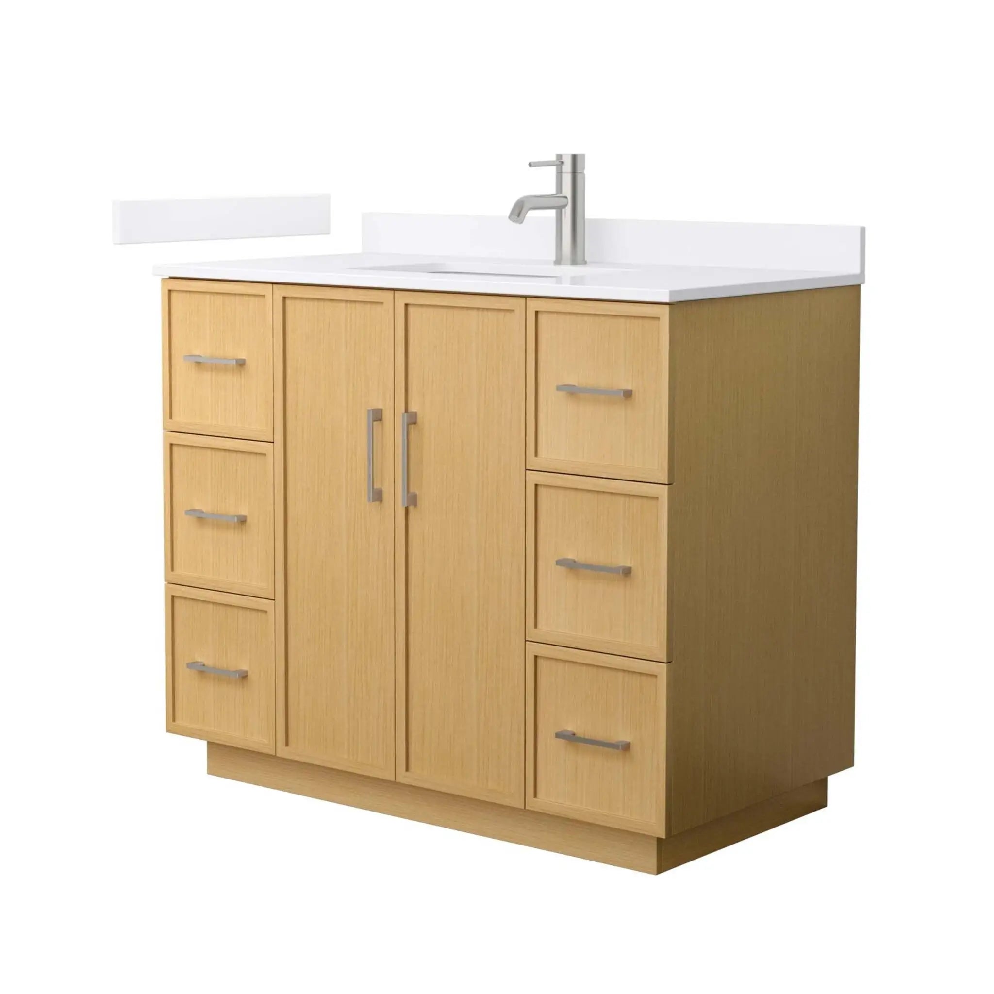 42" Elan TK Elan Single Bathroom Vanity with Toe Kick in Light Oak with Brushed Nickel Trim by Wyndham