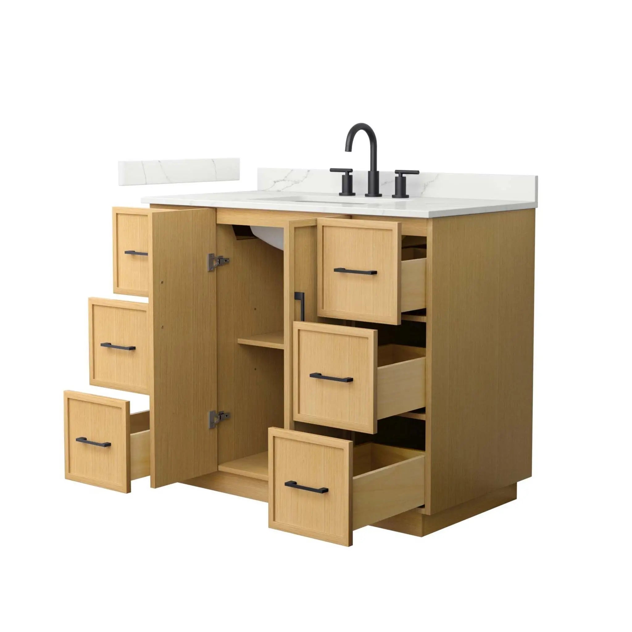 42" Elan TK Elan Single Bathroom Vanity with Toe Kick in Light Oak with Matte Black Trim by Wyndham