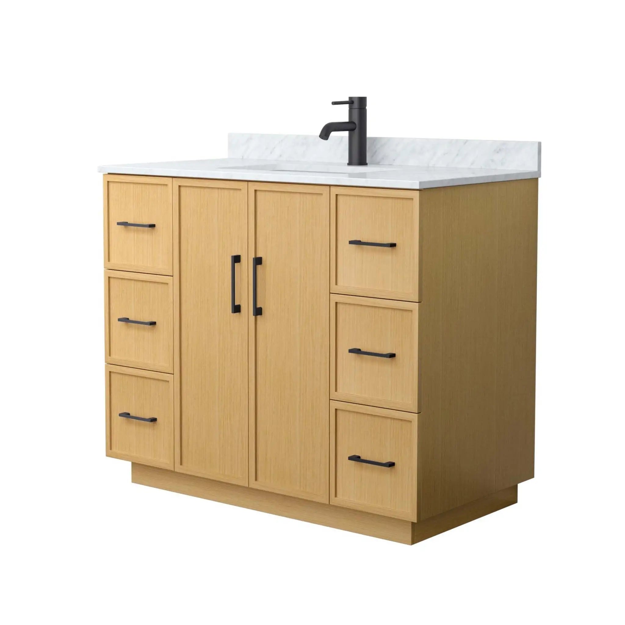 42" Elan TK Elan Single Bathroom Vanity with Toe Kick in Light Oak with Matte Black Trim by Wyndham