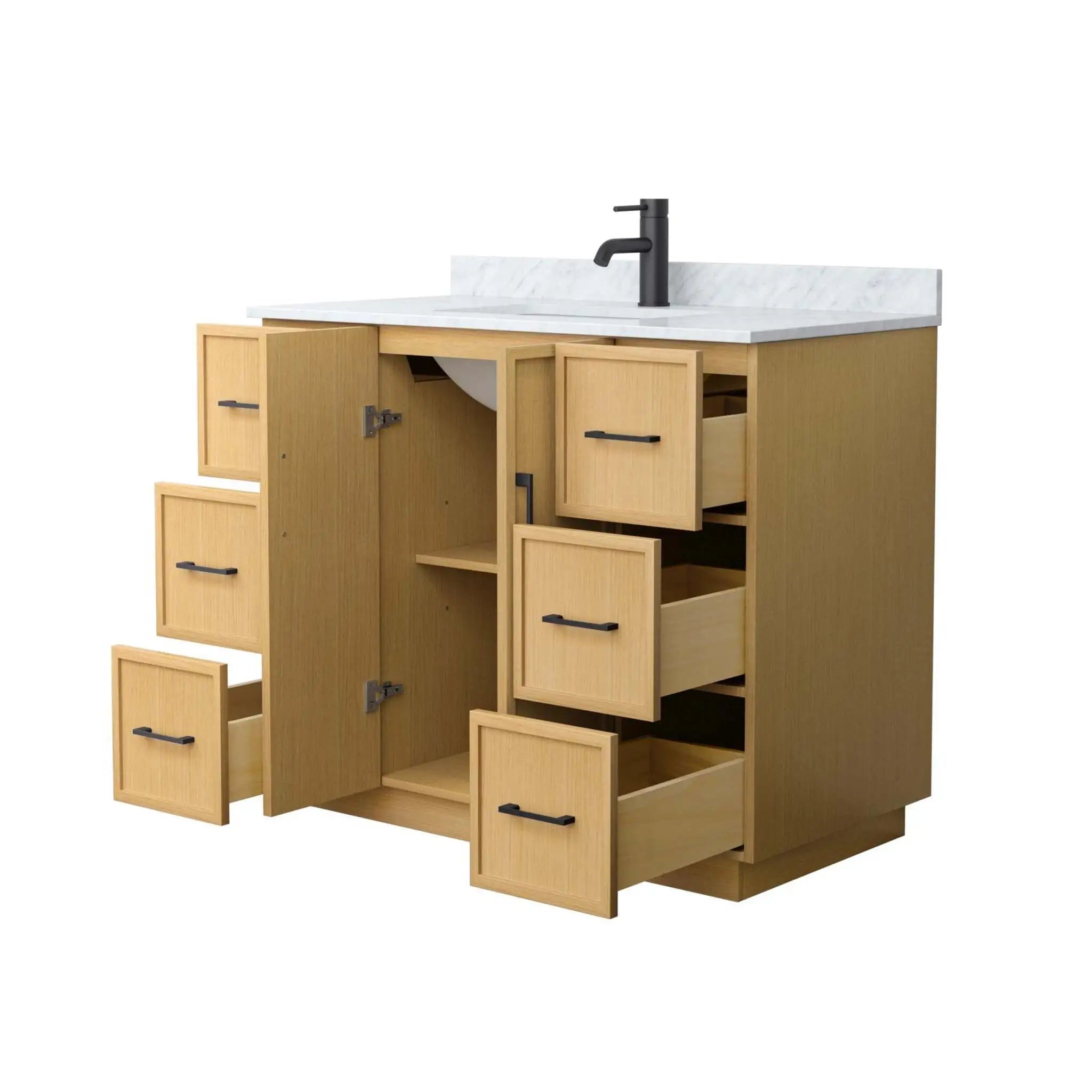 42" Elan TK Elan Single Bathroom Vanity with Toe Kick in Light Oak with Matte Black Trim by Wyndham