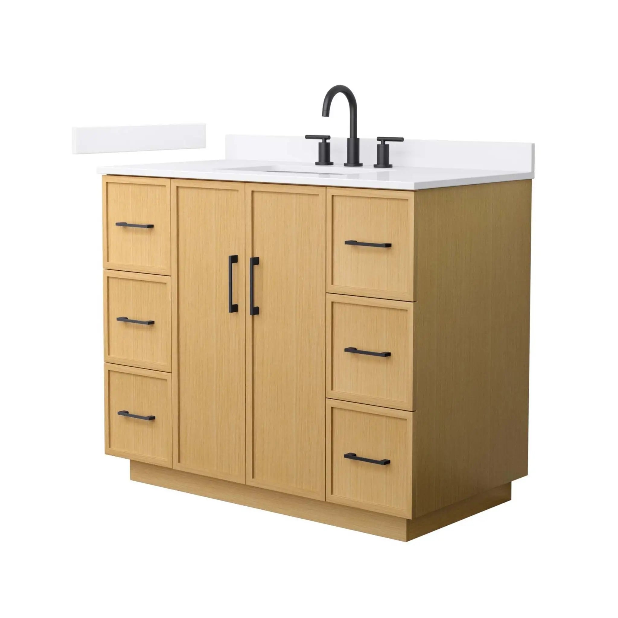 42" Elan TK Elan Single Bathroom Vanity with Toe Kick in Light Oak with Matte Black Trim by Wyndham