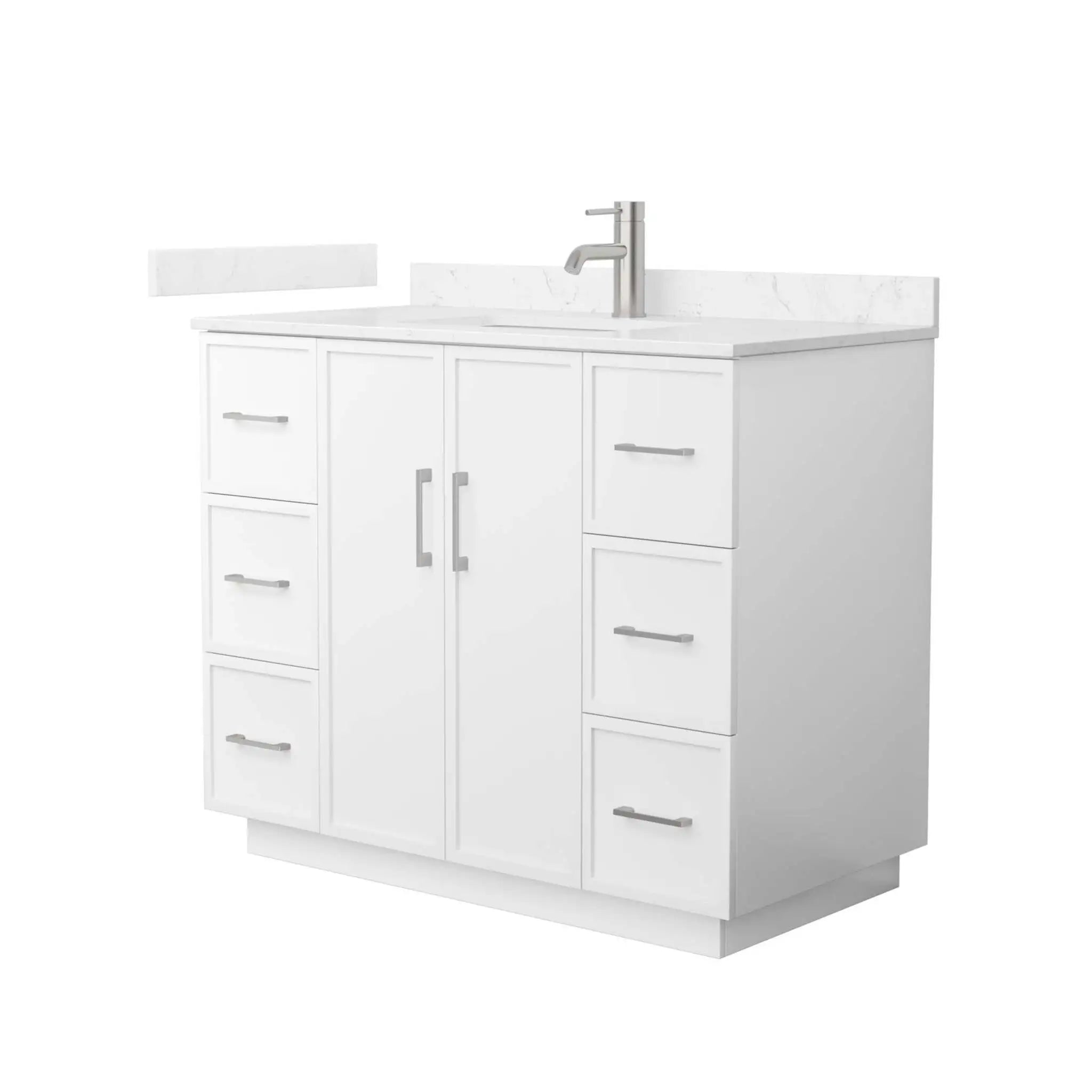 42" Elan TK Elan Single Bathroom Vanity with Toe Kick in White with Brushed Nickel Trim by Wyndham