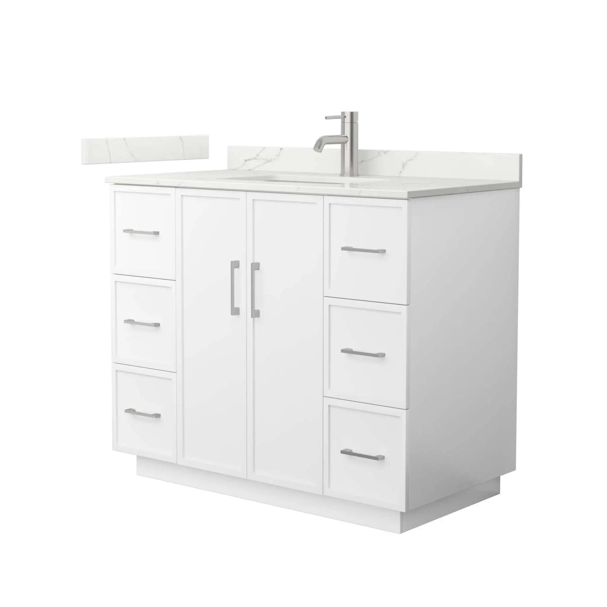 42" Elan TK Elan Single Bathroom Vanity with Toe Kick in White with Brushed Nickel Trim by Wyndham