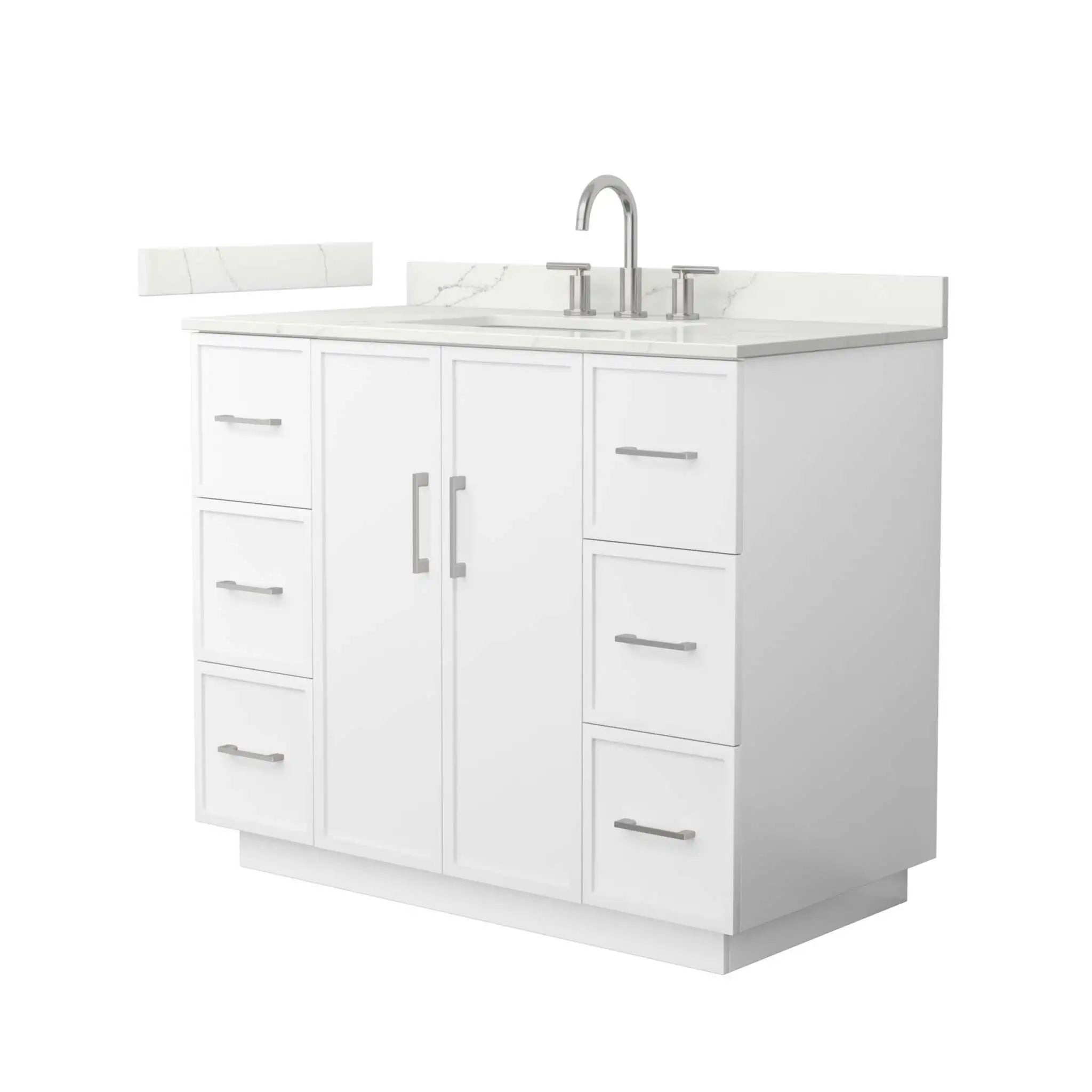 42" Elan TK Elan Single Bathroom Vanity with Toe Kick in White with Brushed Nickel Trim by Wyndham