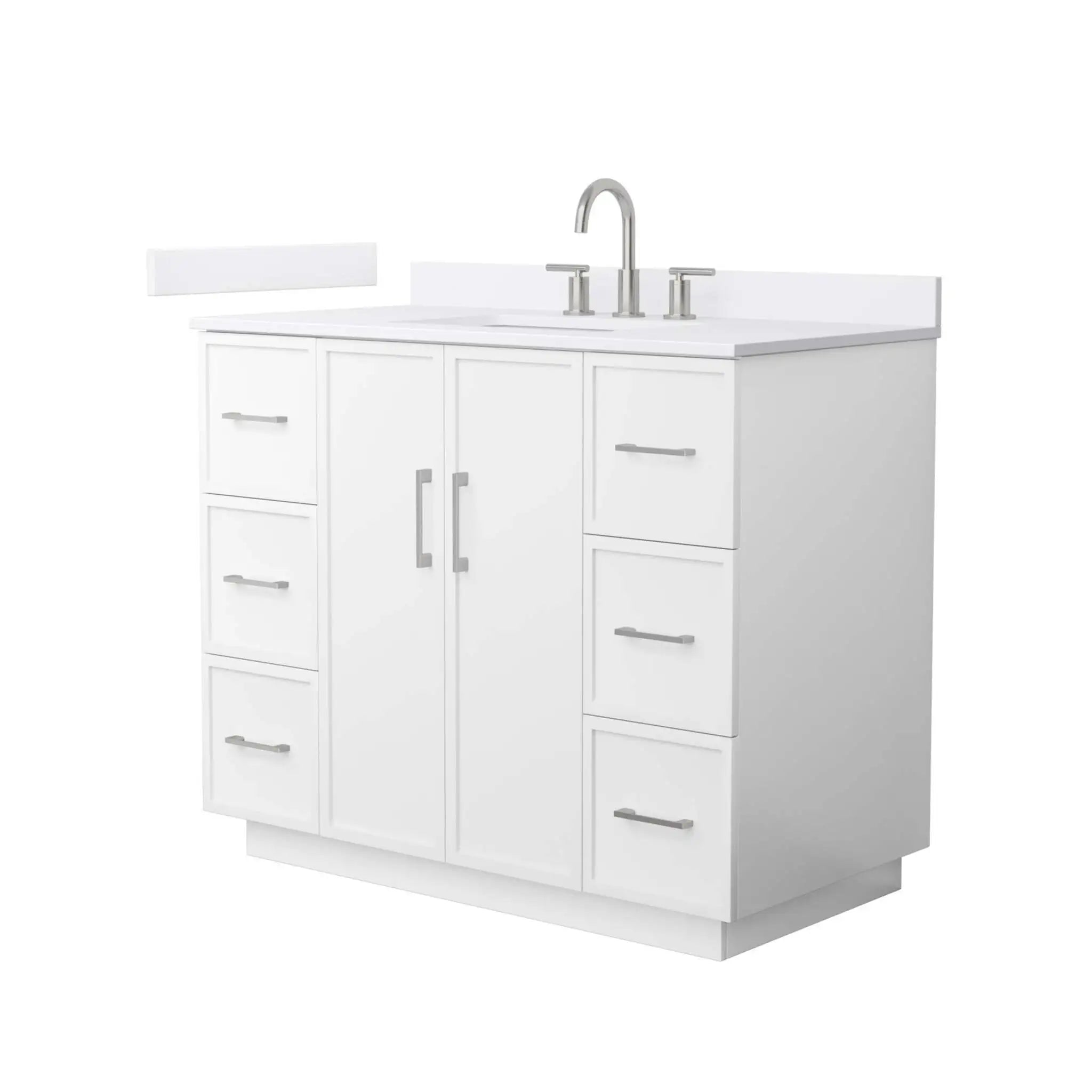 42" Elan TK Elan Single Bathroom Vanity with Toe Kick in White with Brushed Nickel Trim by Wyndham