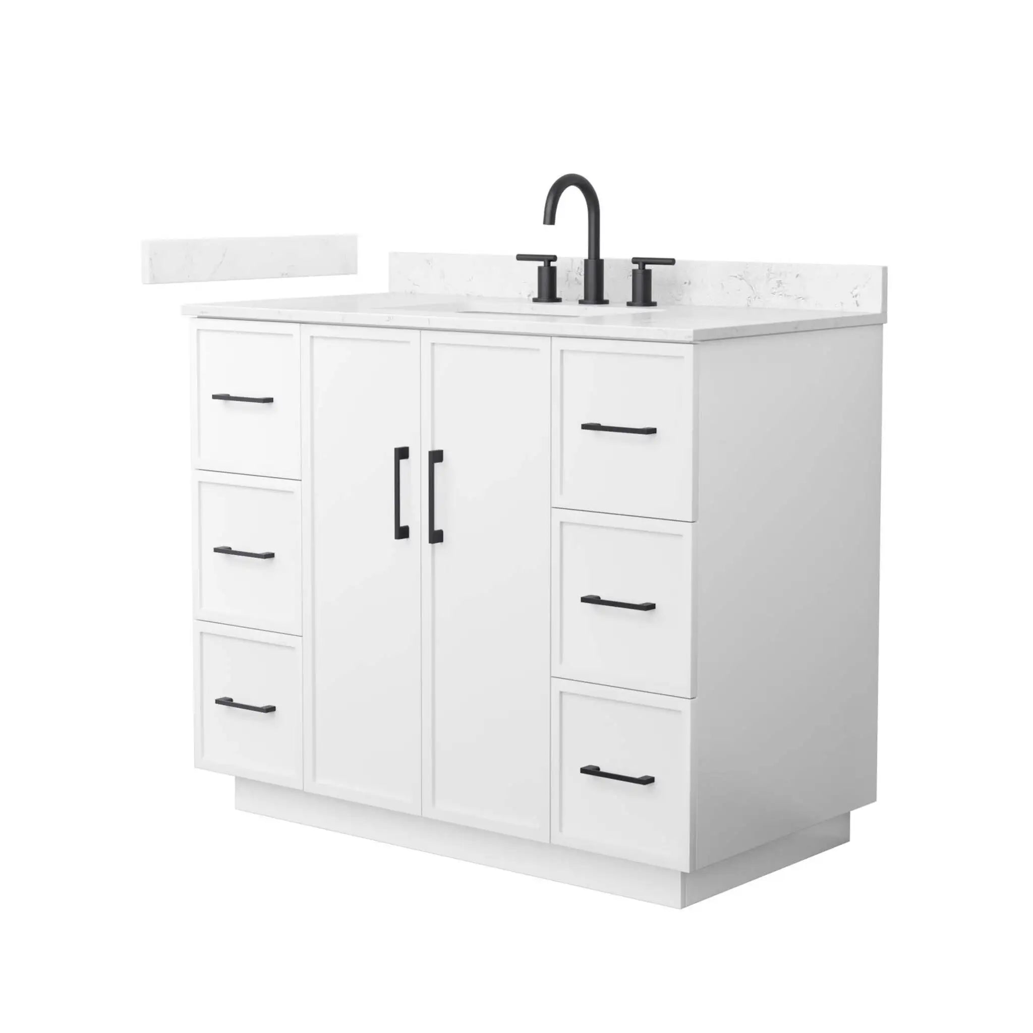 42" Elan TK Elan Single Bathroom Vanity with Toe Kick in White with Matte Black Trim by Wyndham
