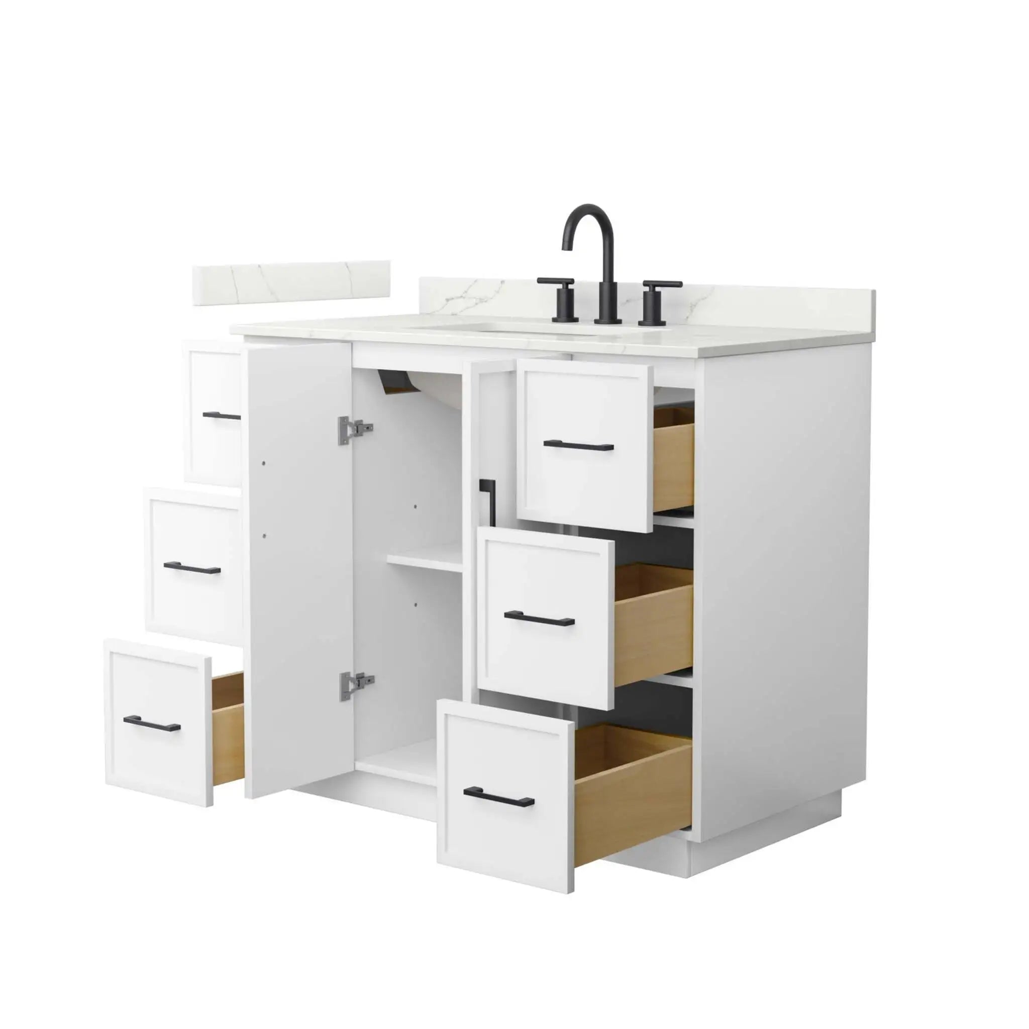 42" Elan TK Elan Single Bathroom Vanity with Toe Kick in White with Matte Black Trim by Wyndham
