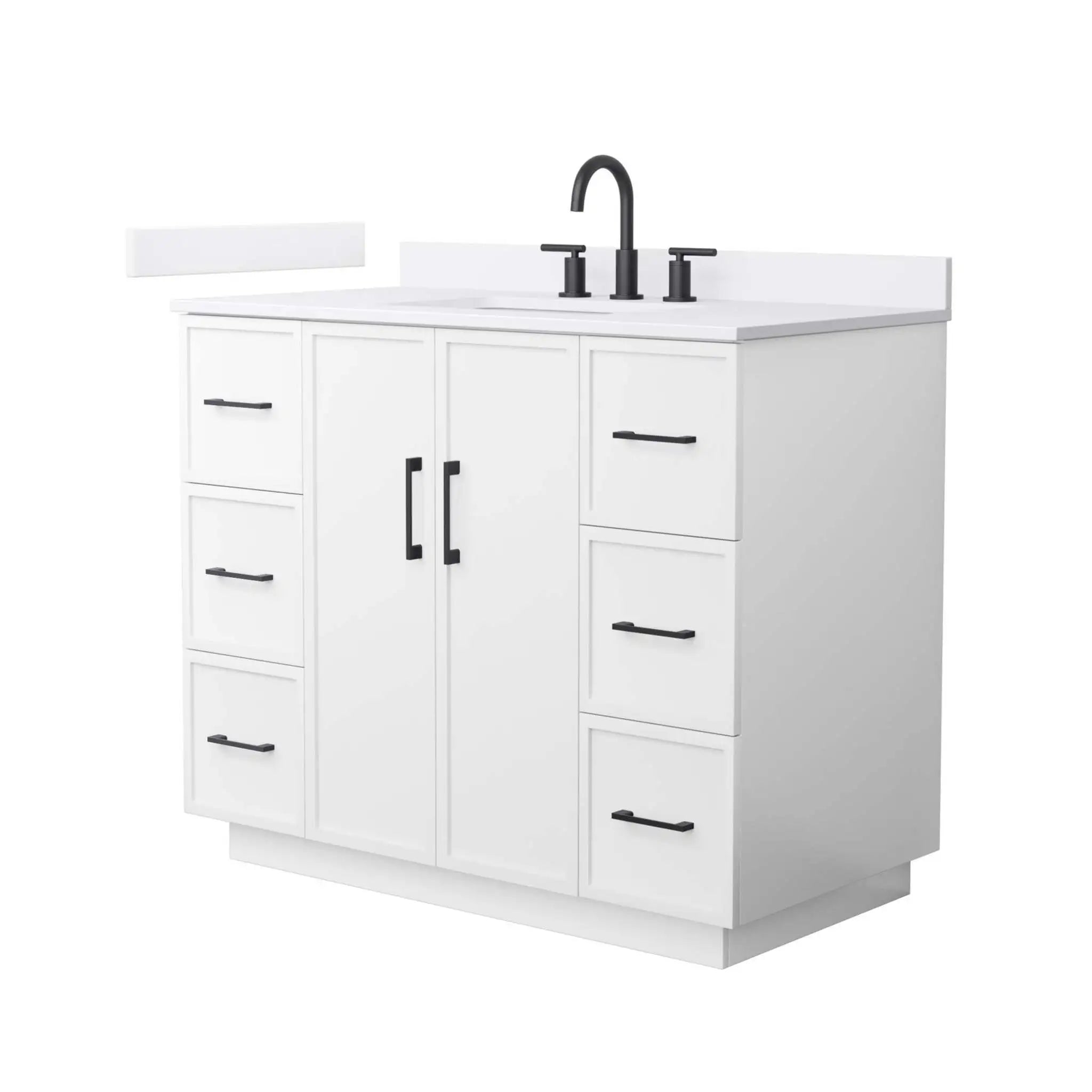 42" Elan TK Elan Single Bathroom Vanity with Toe Kick in White with Matte Black Trim by Wyndham