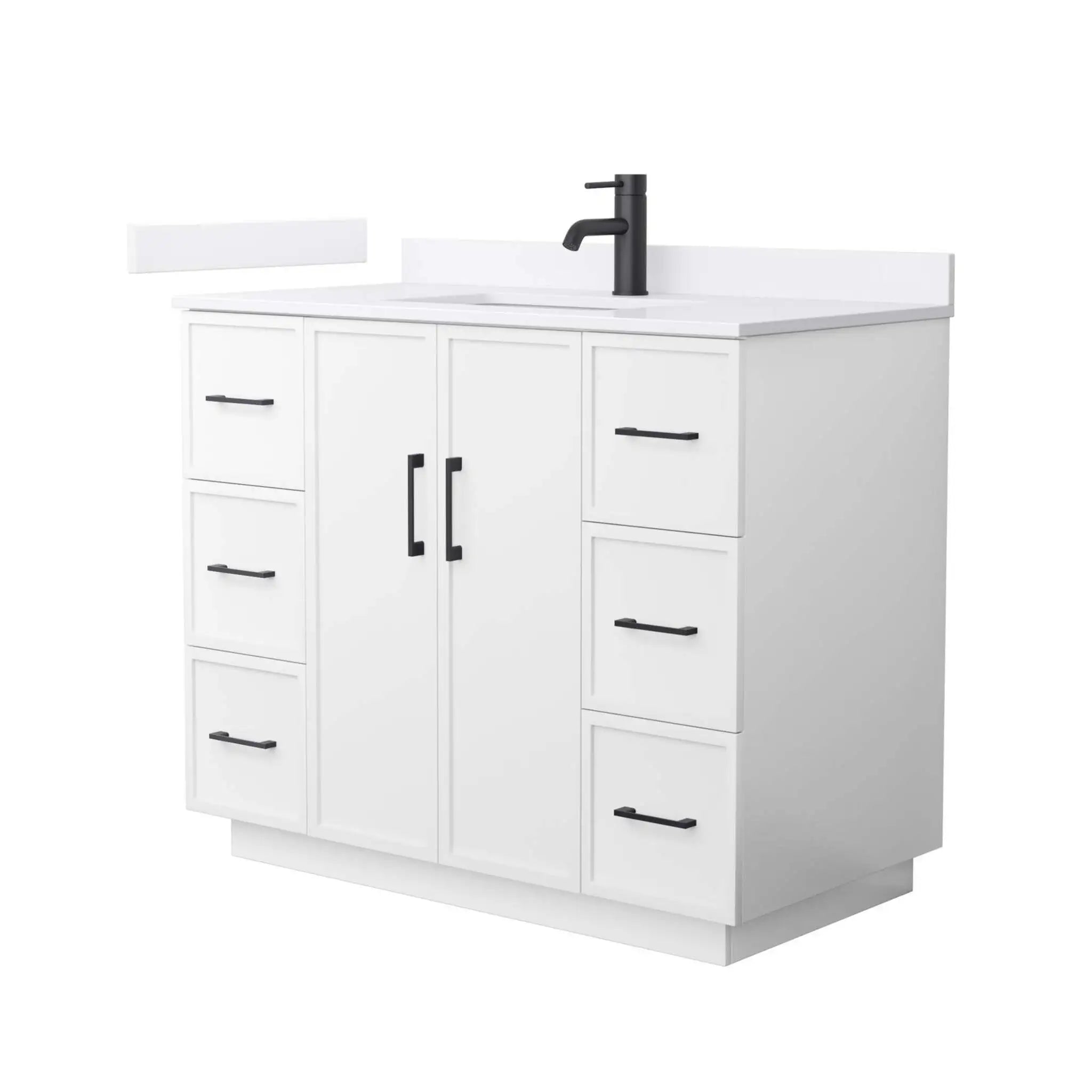 42" Elan TK Elan Single Bathroom Vanity with Toe Kick in White with Matte Black Trim by Wyndham