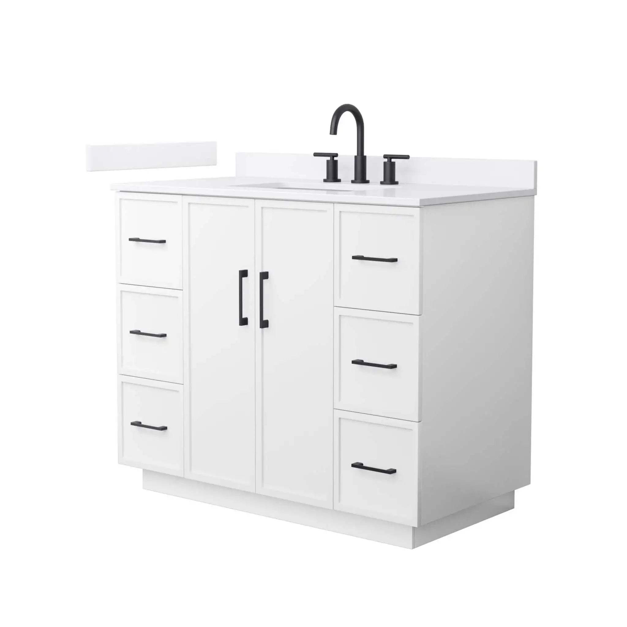 42" Elan TK Elan Single Bathroom Vanity with Toe Kick in White with Matte Black Trim by Wyndham