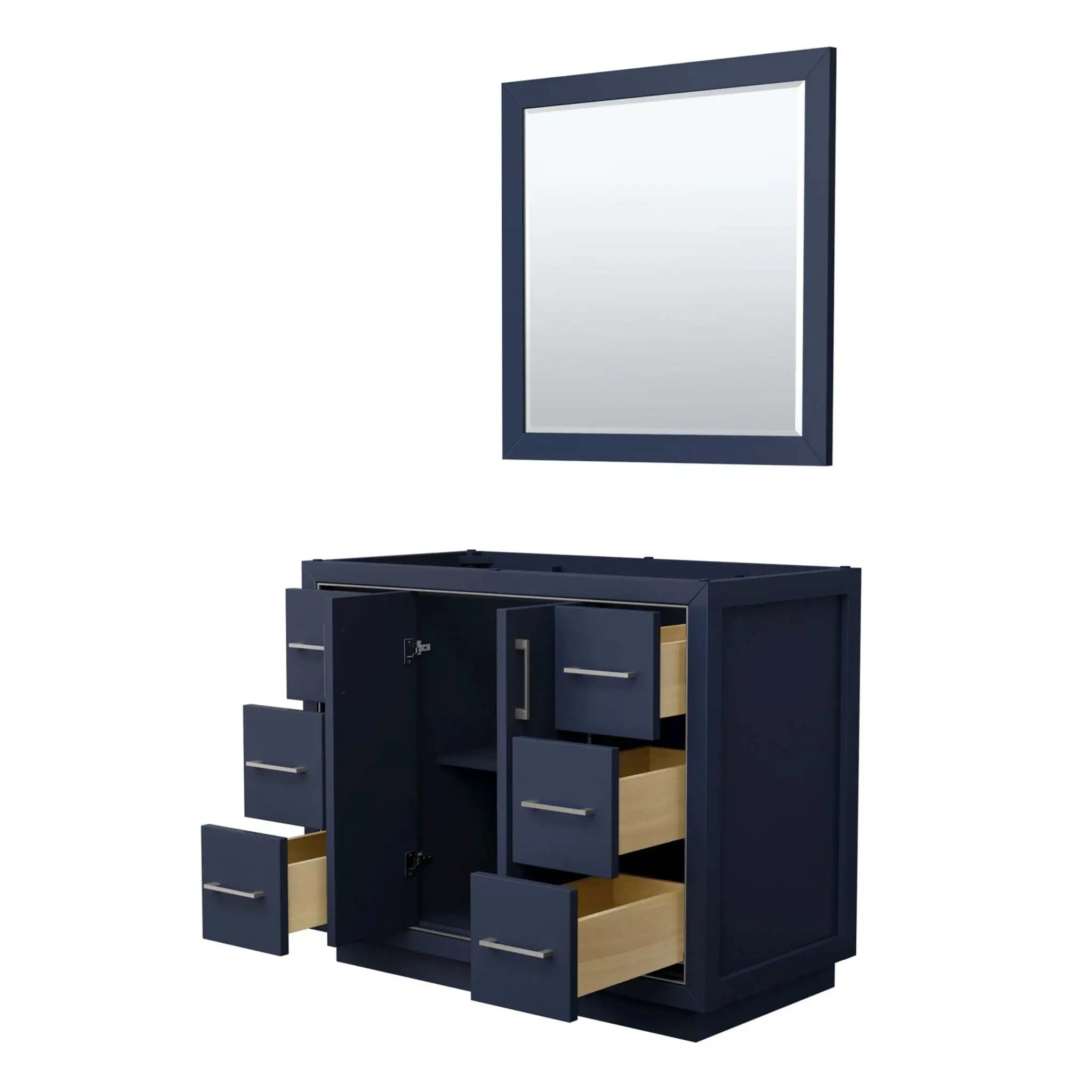 42" Icon Single Bathroom Vanity in Dark Blue with Brushed Nickel Trim & 34" Mirror by Wyndham