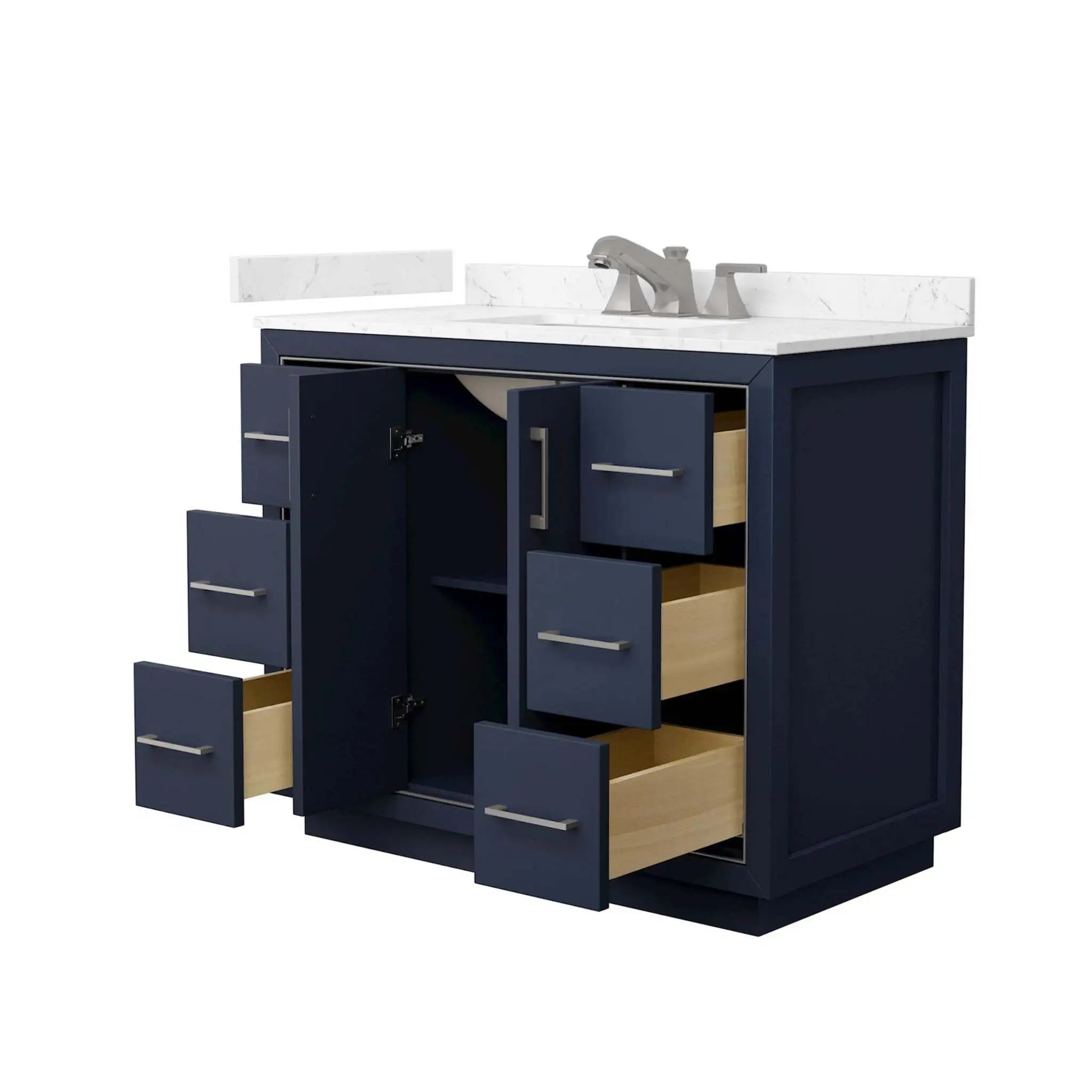 42" Icon Single Bathroom Vanity in Dark Blue with Brushed Nickel Trim by Wyndham