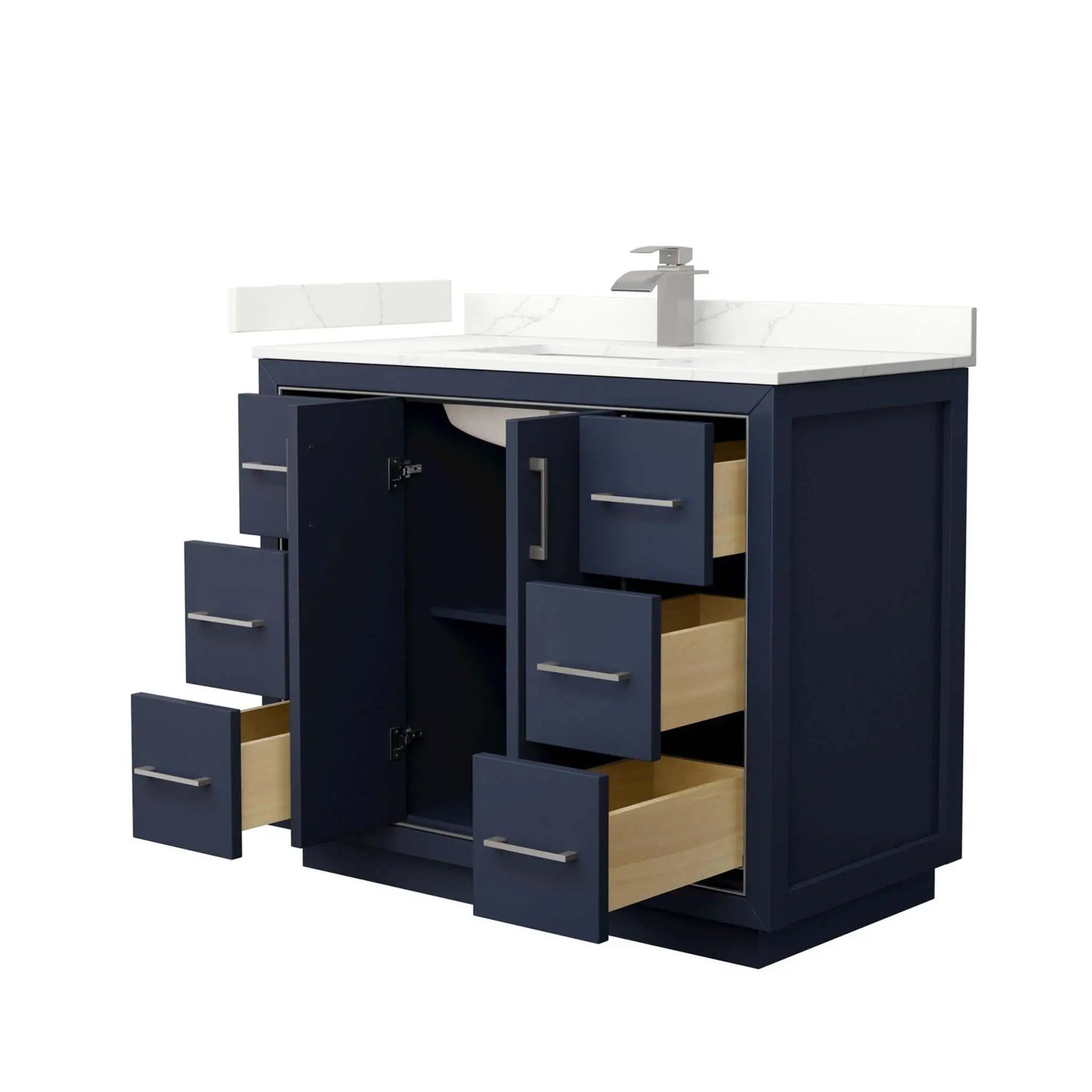 42" Icon Single Bathroom Vanity in Dark Blue with Brushed Nickel Trim by Wyndham