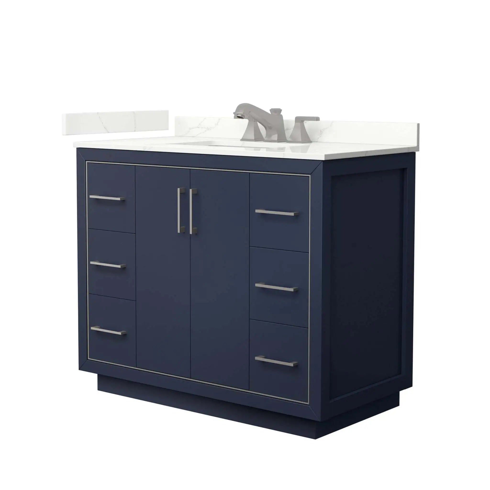 42" Icon Single Bathroom Vanity in Dark Blue with Brushed Nickel Trim by Wyndham