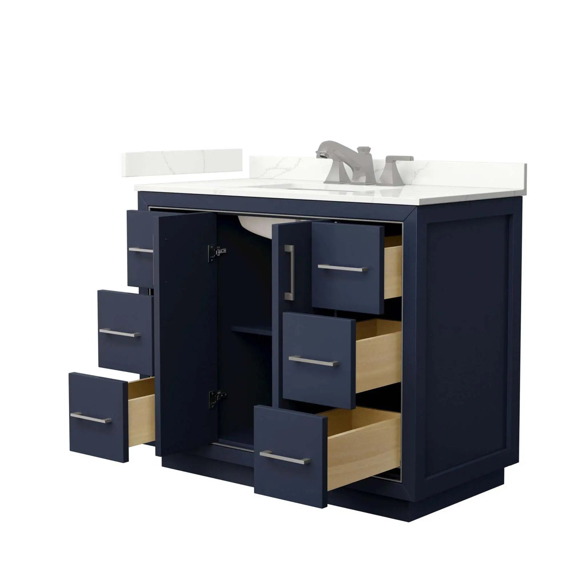 42" Icon Single Bathroom Vanity in Dark Blue with Brushed Nickel Trim by Wyndham