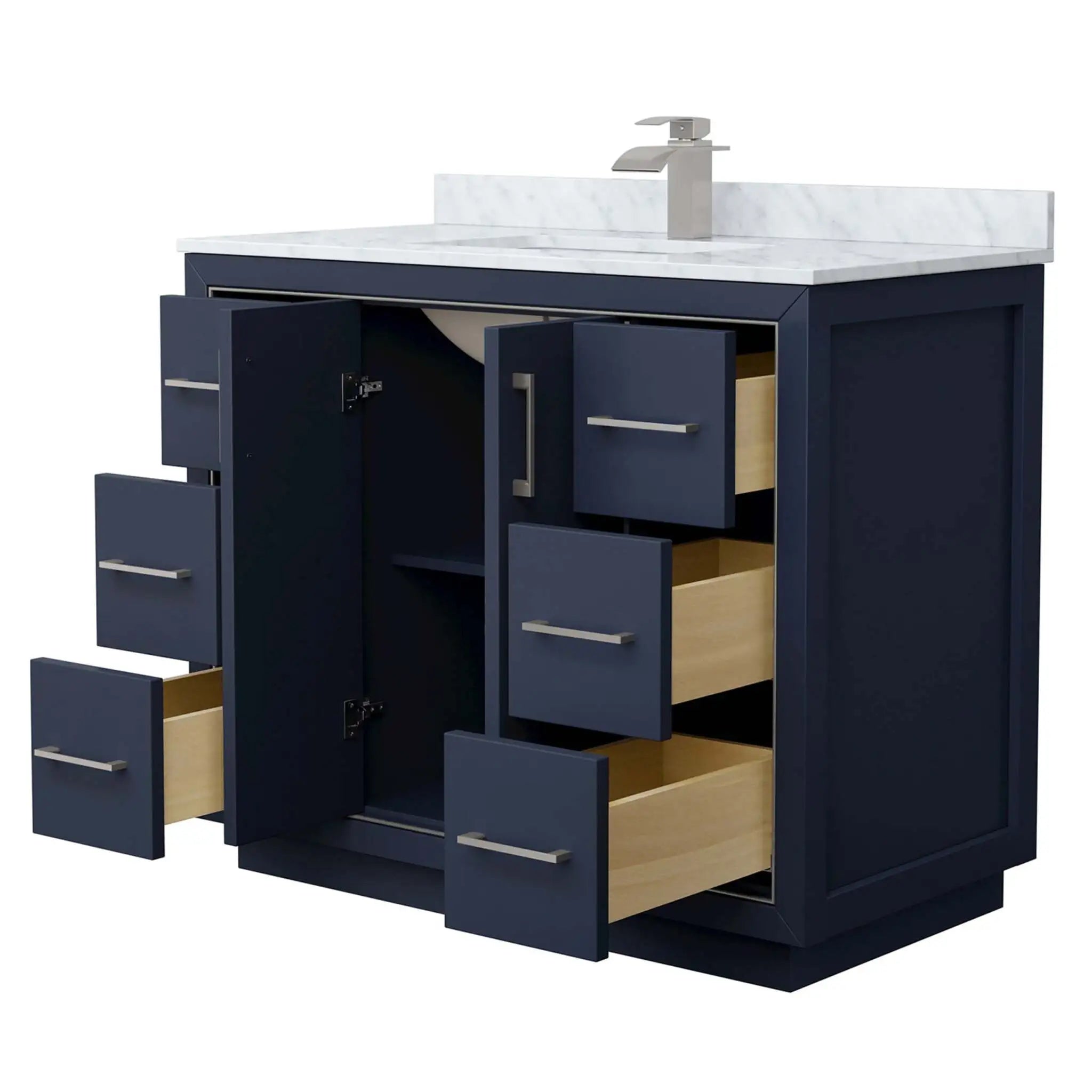 42" Icon Single Bathroom Vanity in Dark Blue with Brushed Nickel Trim by Wyndham