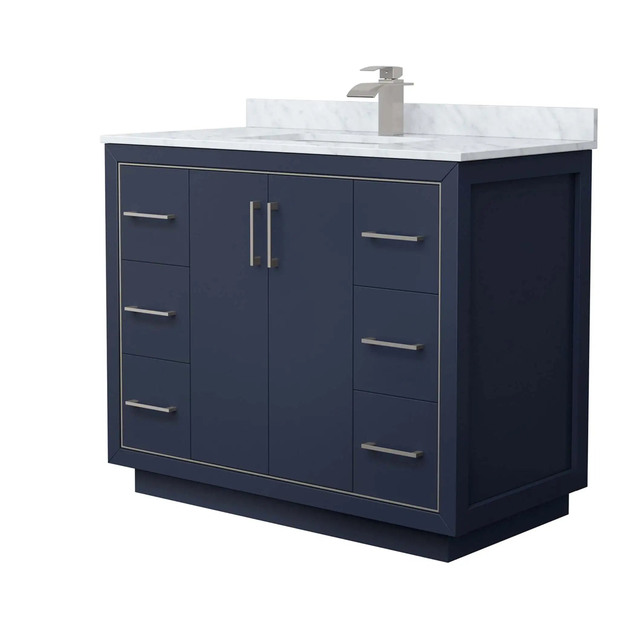42" Icon Single Bathroom Vanity in Dark Blue with Brushed Nickel Trim by Wyndham