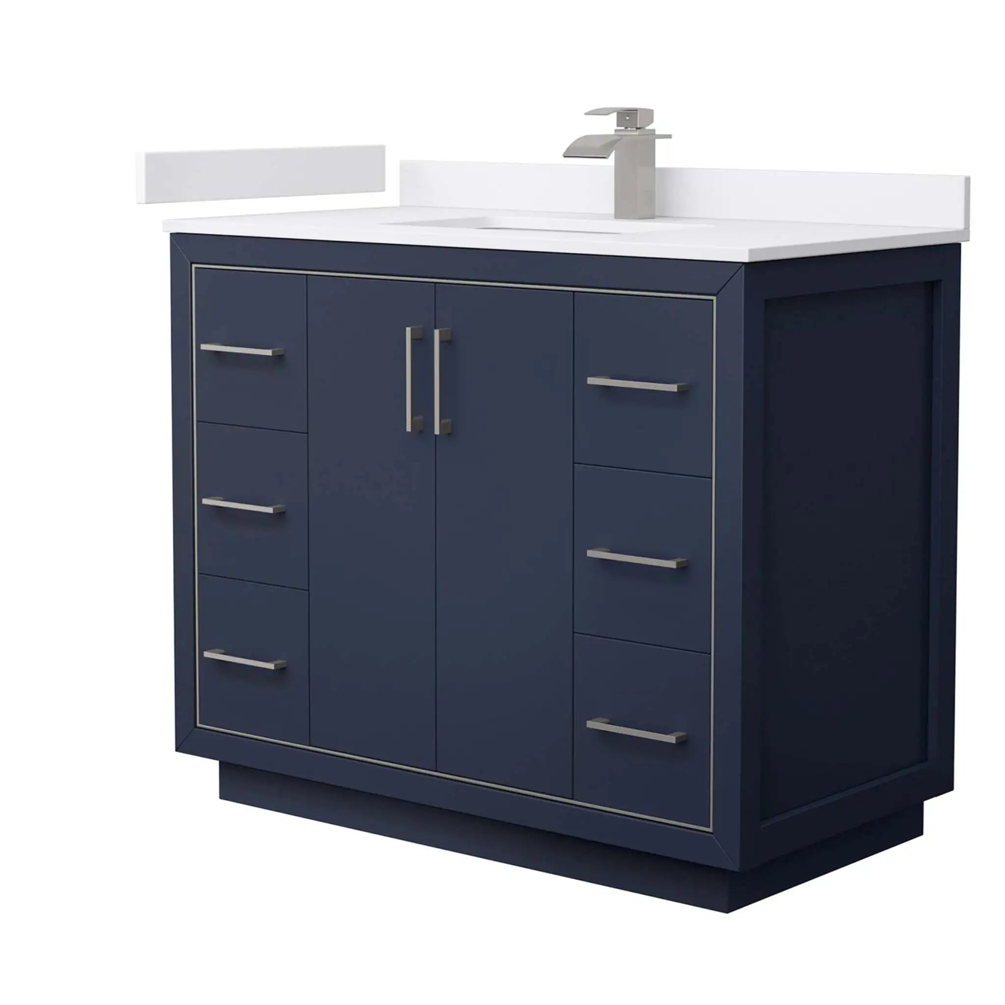 42" Icon Single Bathroom Vanity in Dark Blue with Brushed Nickel Trim by Wyndham