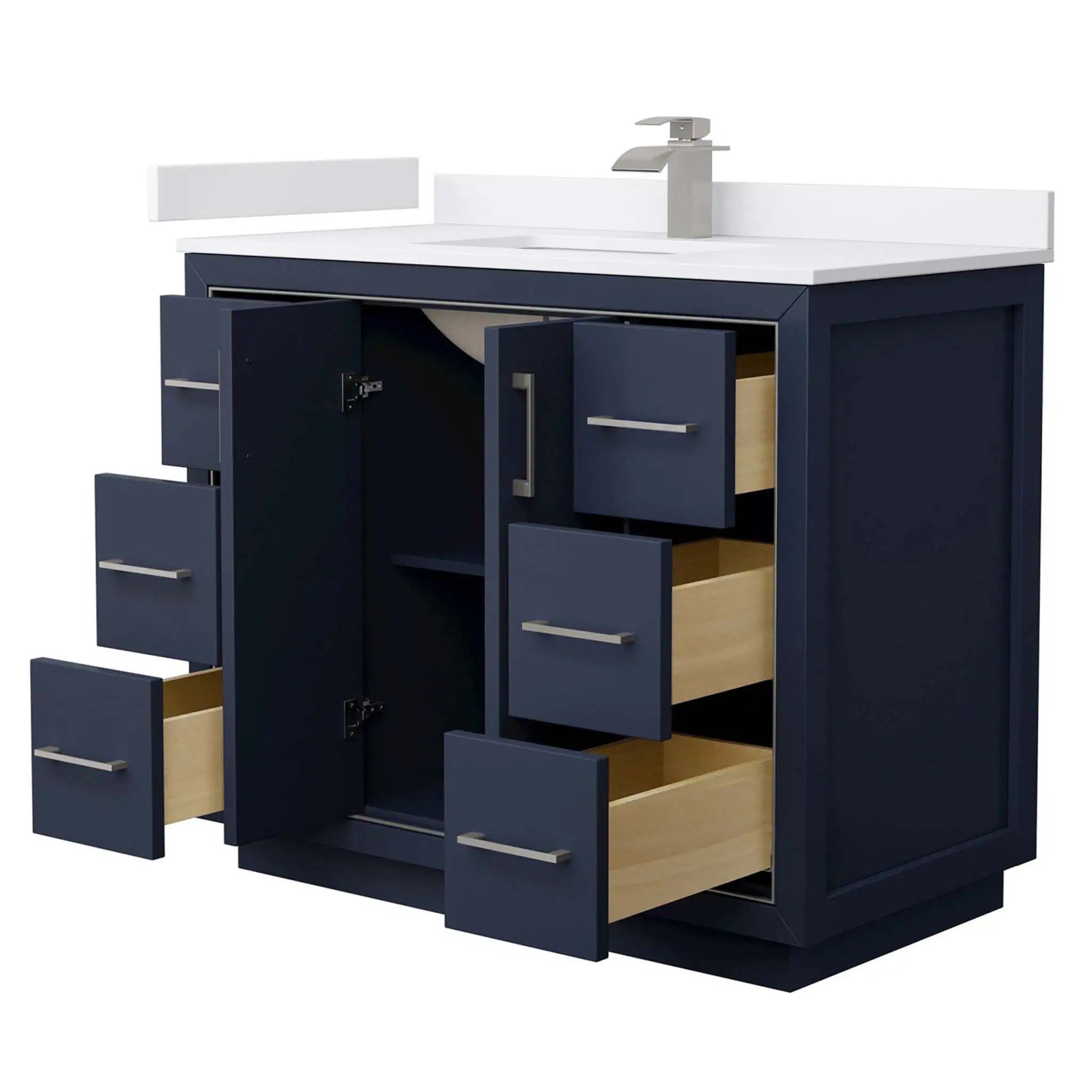 42" Icon Single Bathroom Vanity in Dark Blue with Brushed Nickel Trim by Wyndham