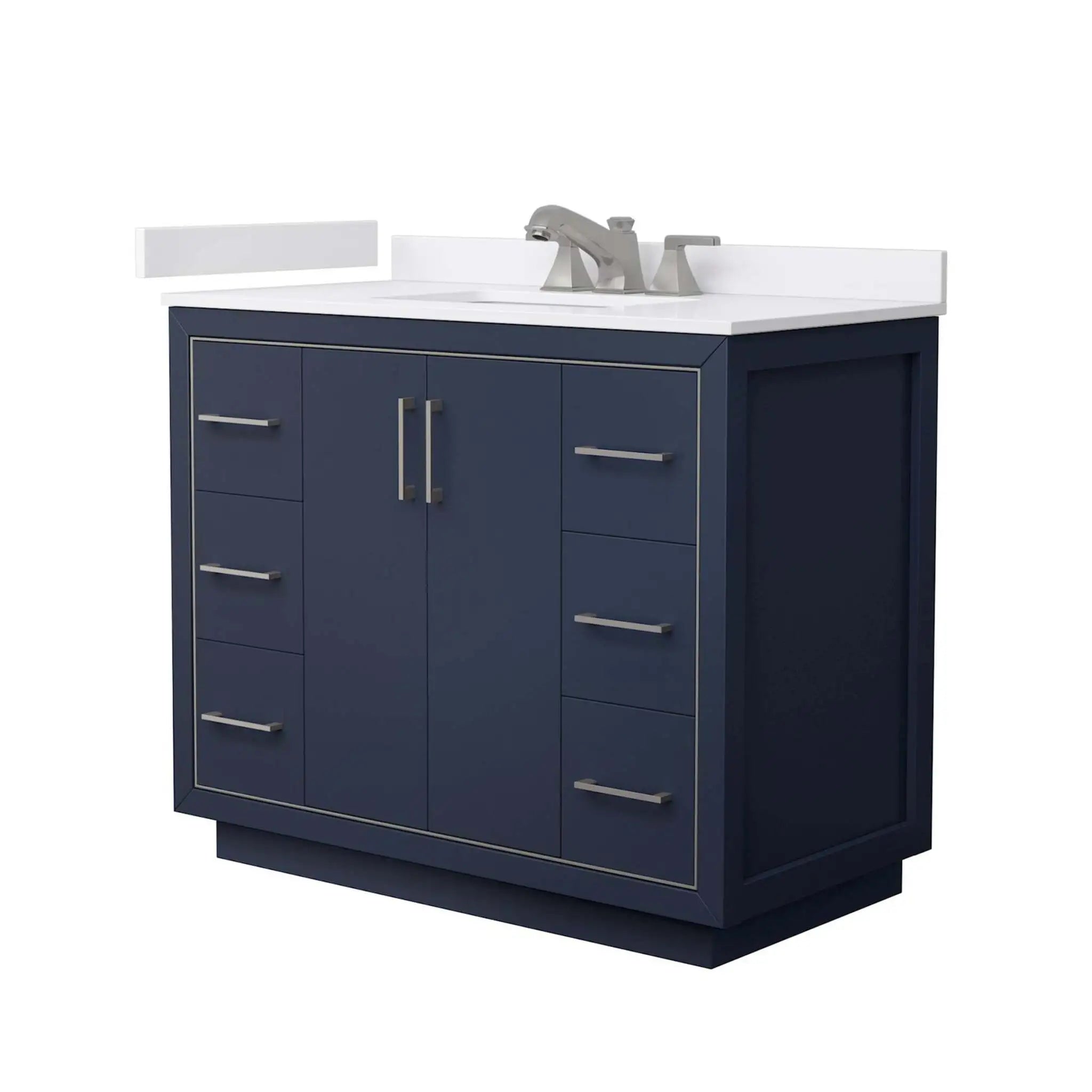 42" Icon Single Bathroom Vanity in Dark Blue with Brushed Nickel Trim by Wyndham