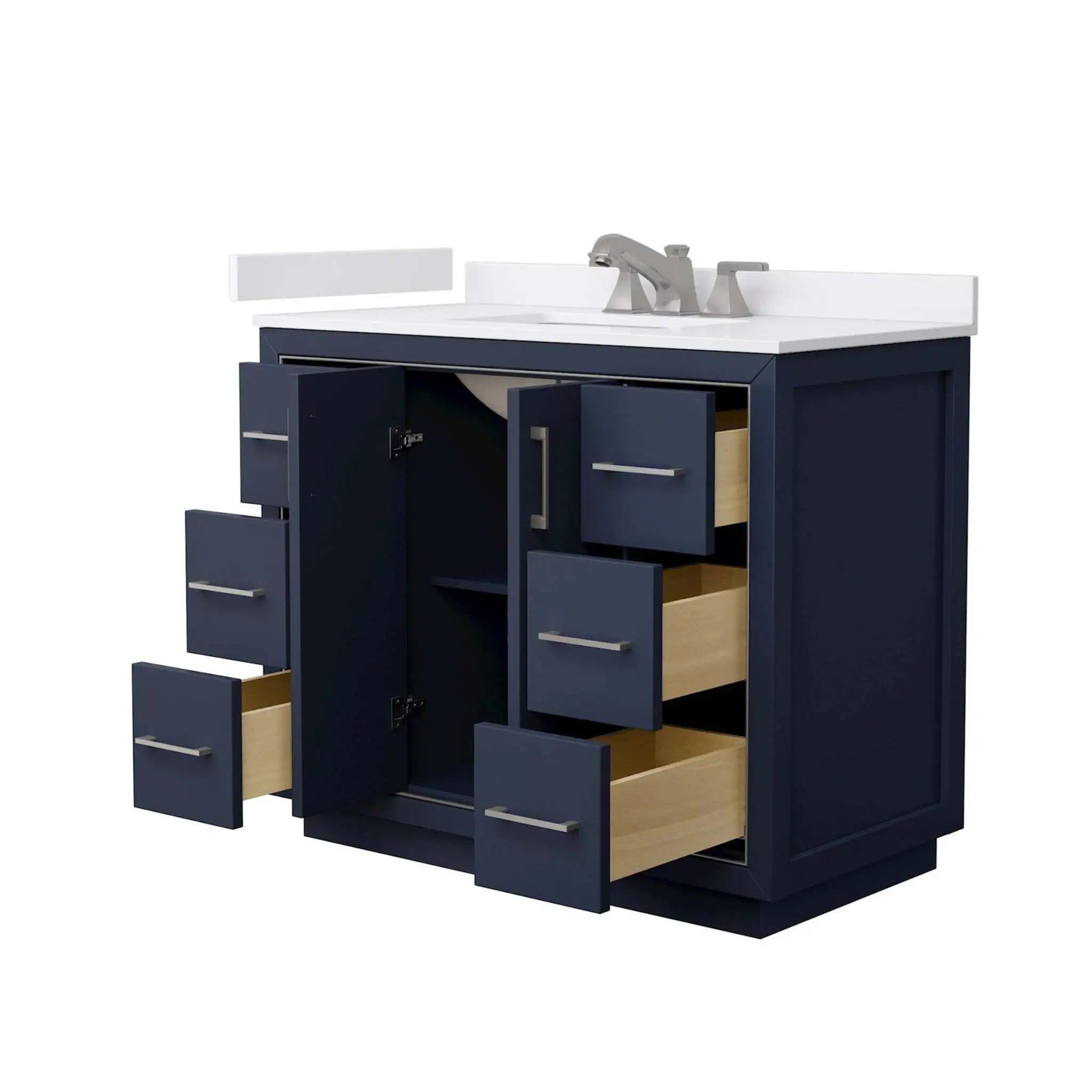 42" Icon Single Bathroom Vanity in Dark Blue with Brushed Nickel Trim by Wyndham