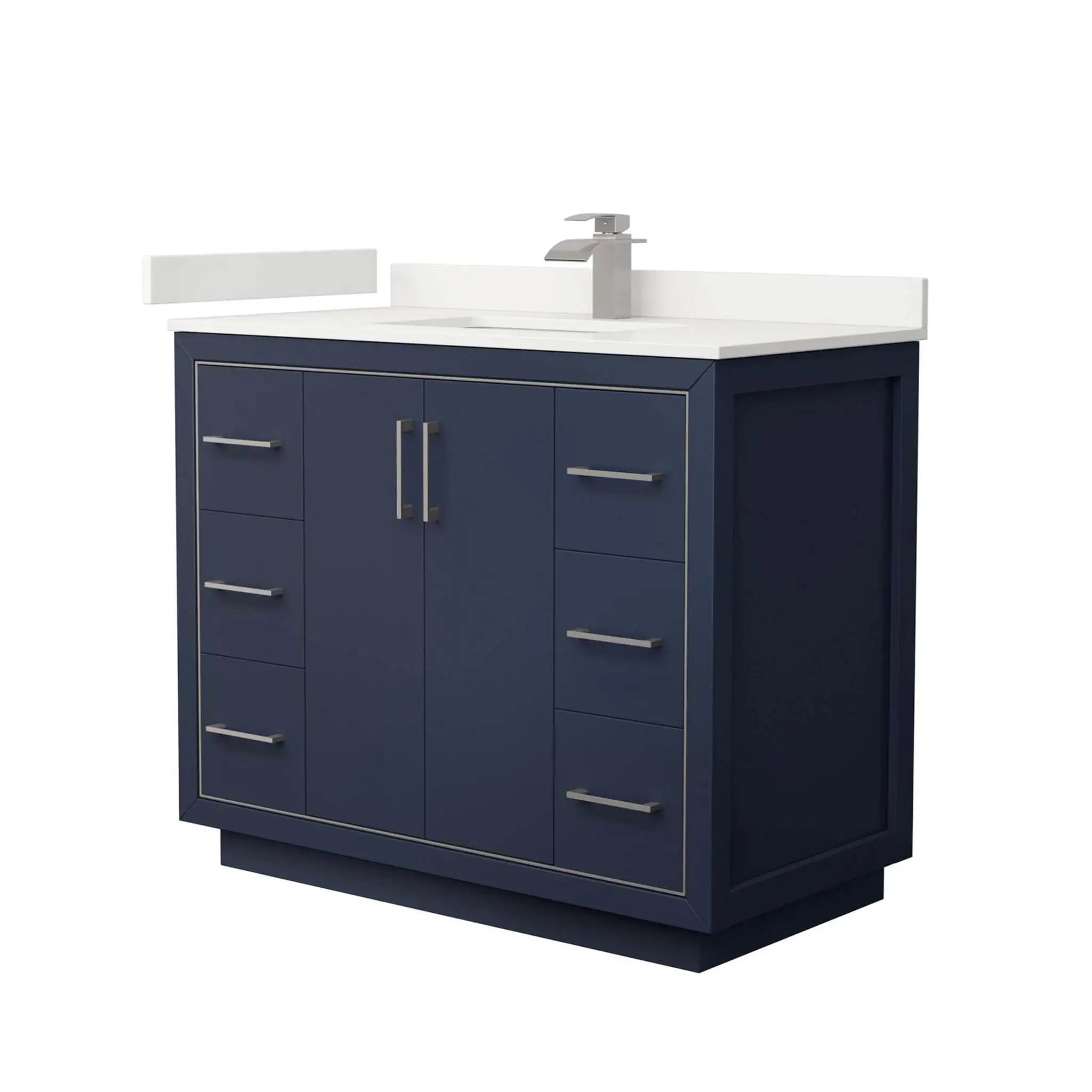 42" Icon Single Bathroom Vanity in Dark Blue with Brushed Nickel Trim by Wyndham