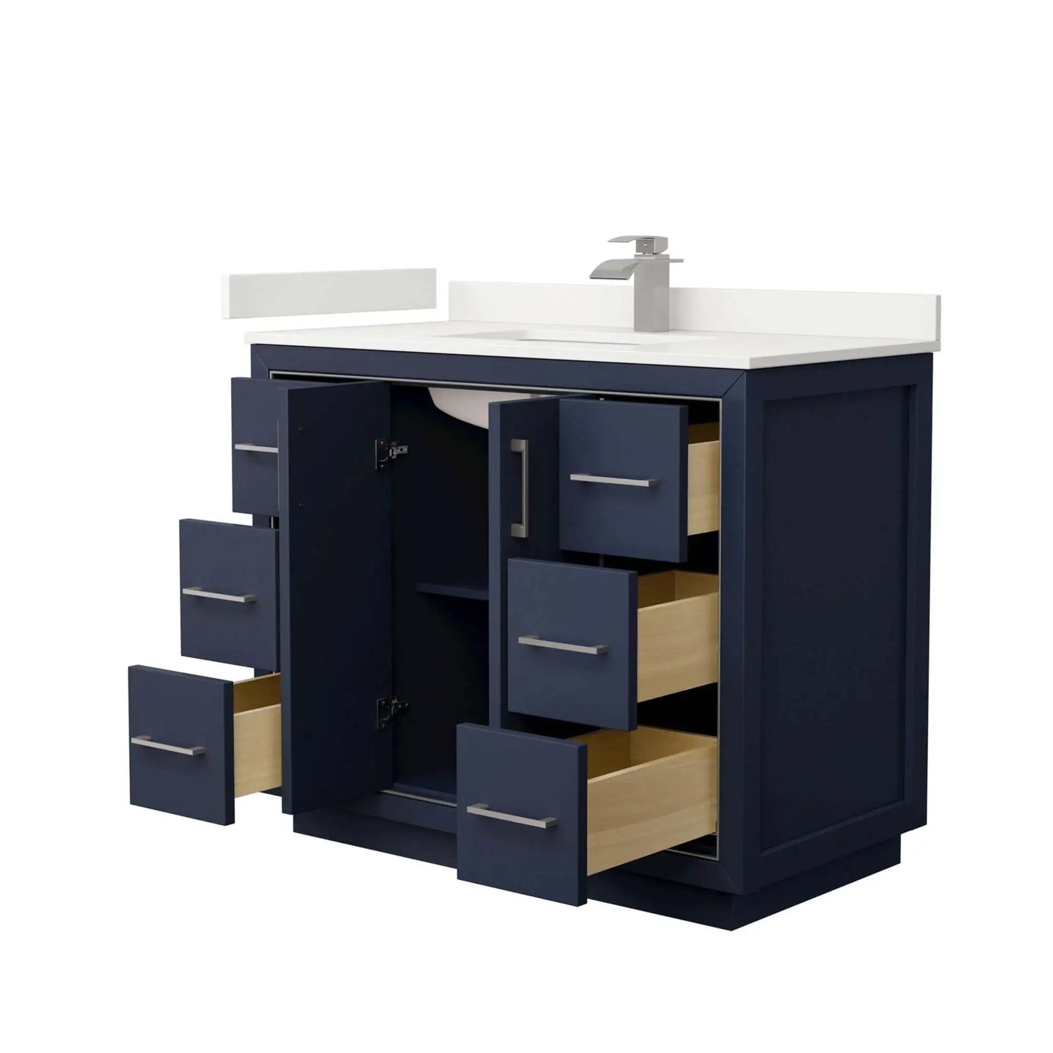 42" Icon Single Bathroom Vanity in Dark Blue with Brushed Nickel Trim by Wyndham