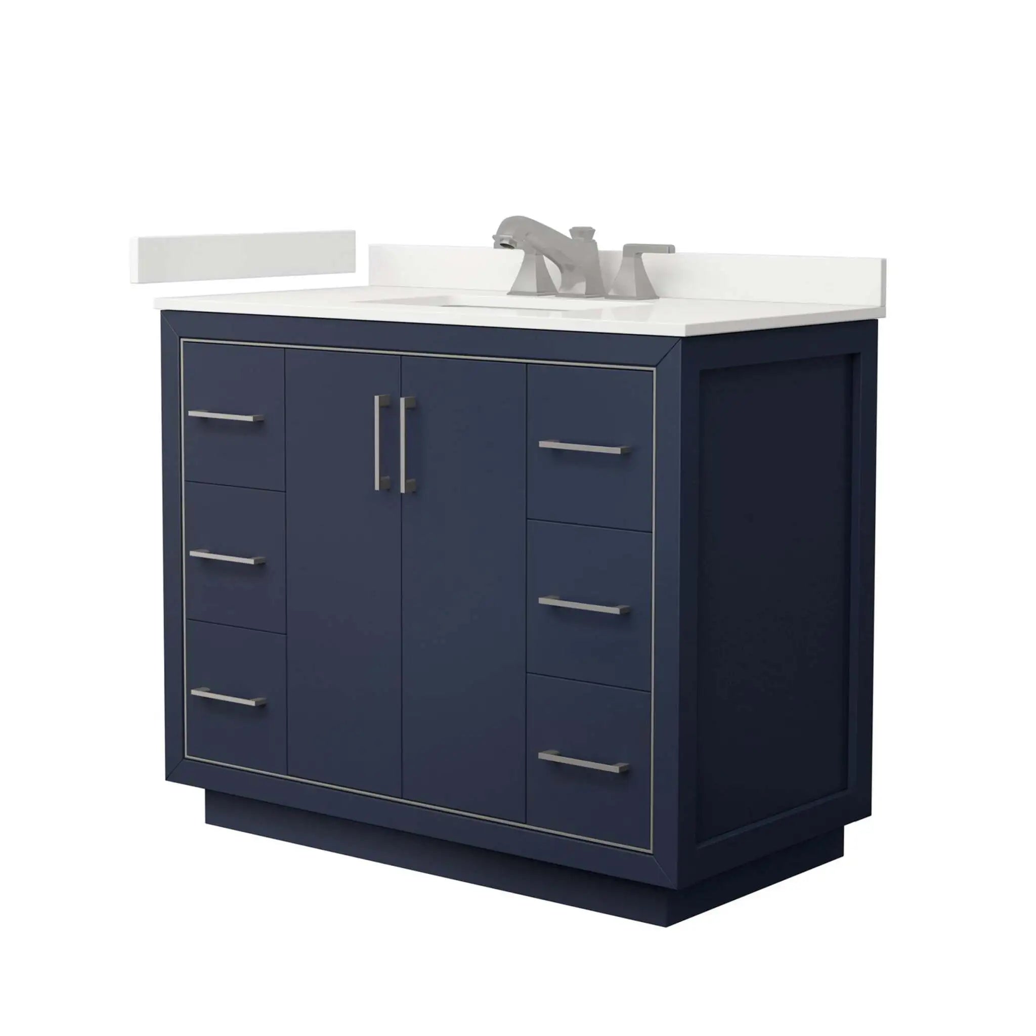 42" Icon Single Bathroom Vanity in Dark Blue with Brushed Nickel Trim by Wyndham