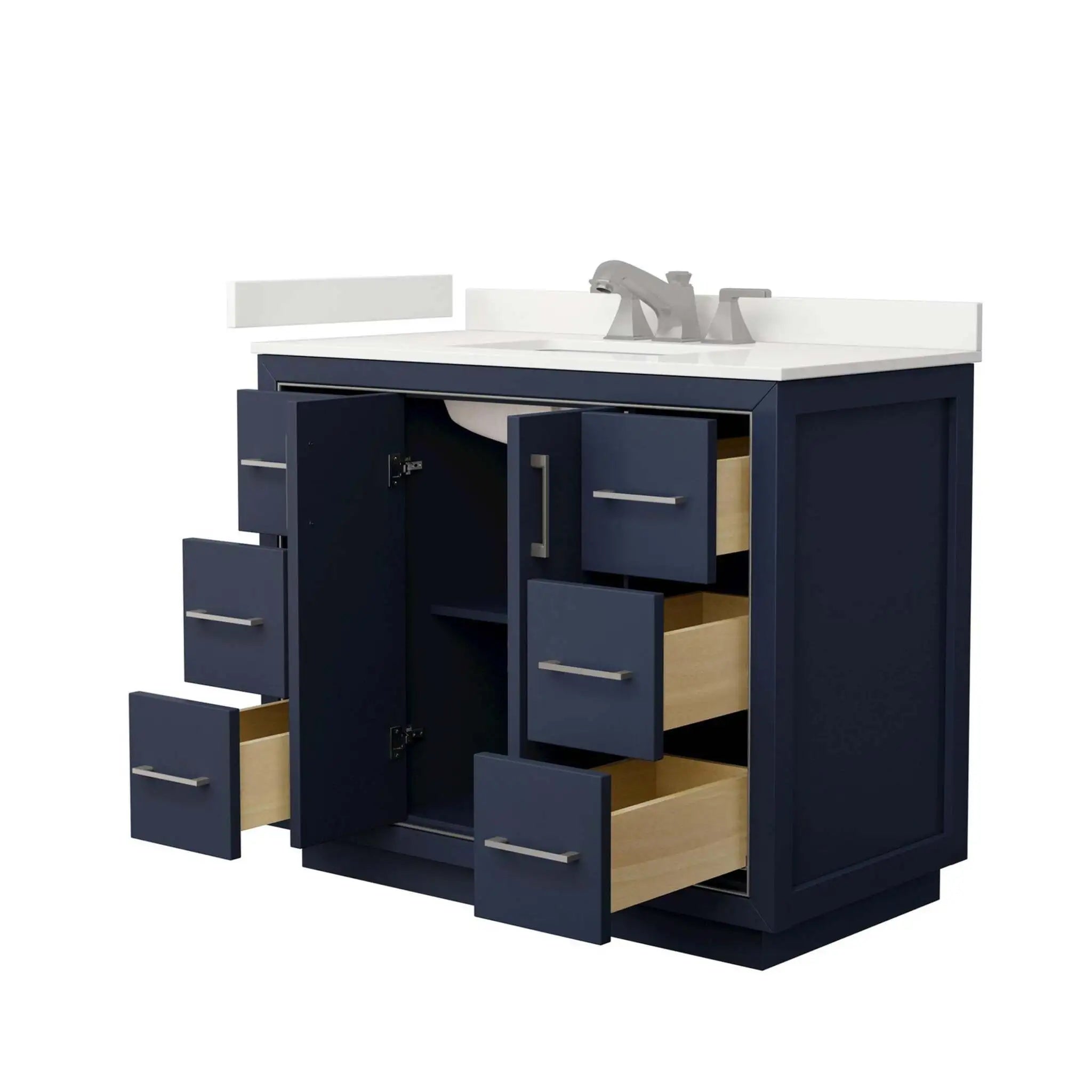 42" Icon Single Bathroom Vanity in Dark Blue with Brushed Nickel Trim by Wyndham