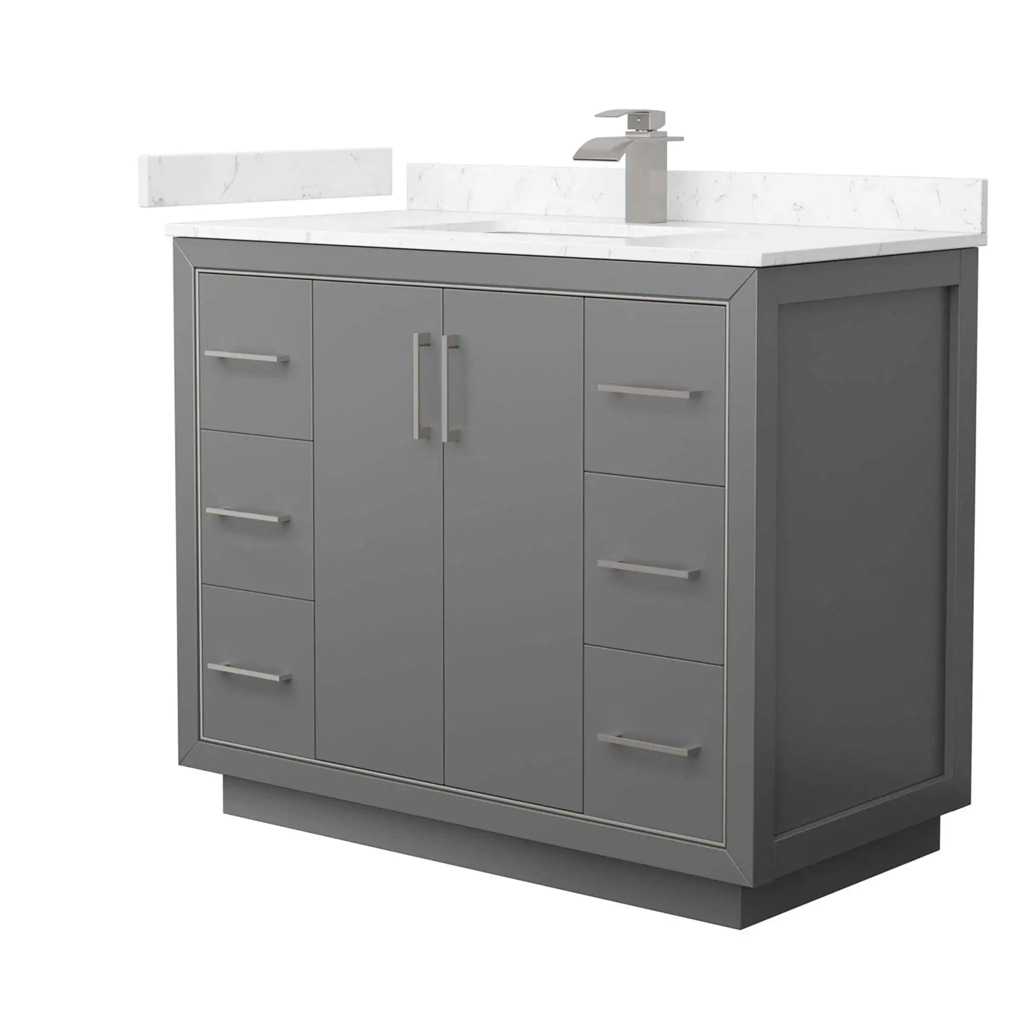 42" Icon Single Bathroom Vanity in Dark Gray with Brushed Nickel Trim by Wyndham