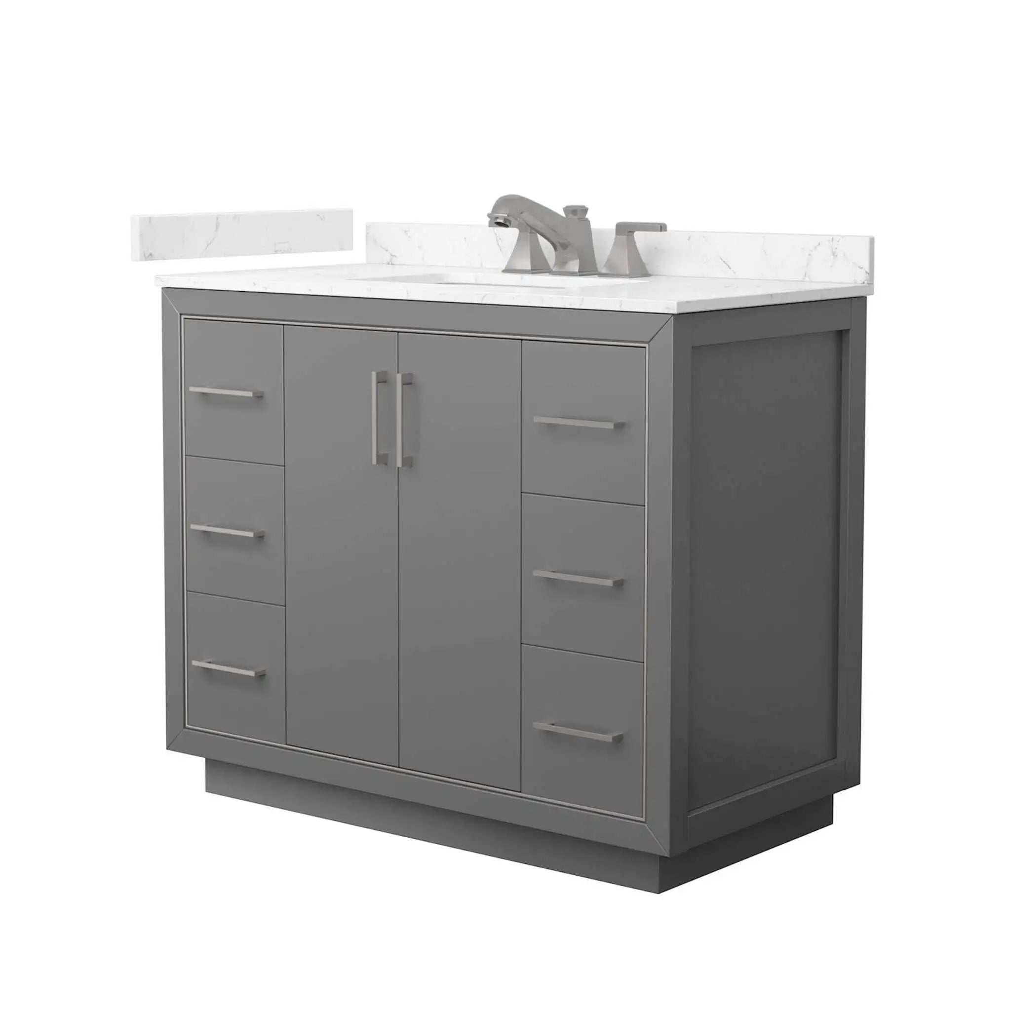 42" Icon Single Bathroom Vanity in Dark Gray with Brushed Nickel Trim by Wyndham